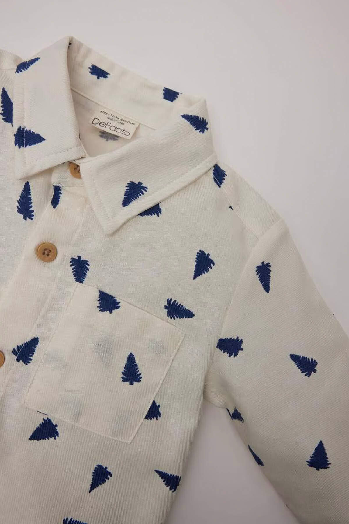 Defacto Yılbaşı Temalı Gömlek Üst Pantolon Alt 2'li Ekru Erkek Bebek Alt-Üst Takım D5425A5/ER118 fotoğrafı 3 (önizleme)