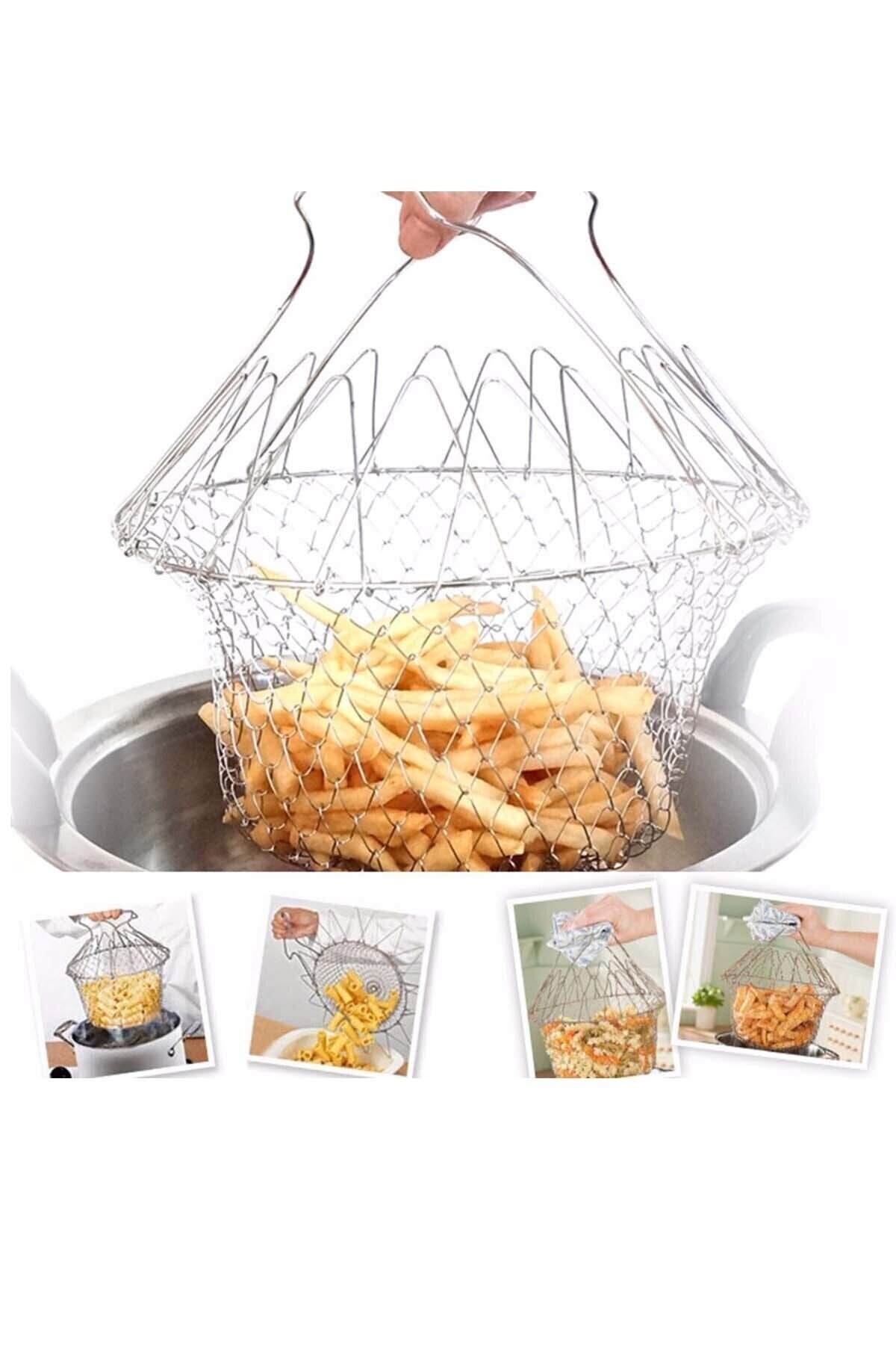 kapsulavm-Multifunctional Practical Strainer Folding - Frying Boiling Apparatus -Chef Basket 5