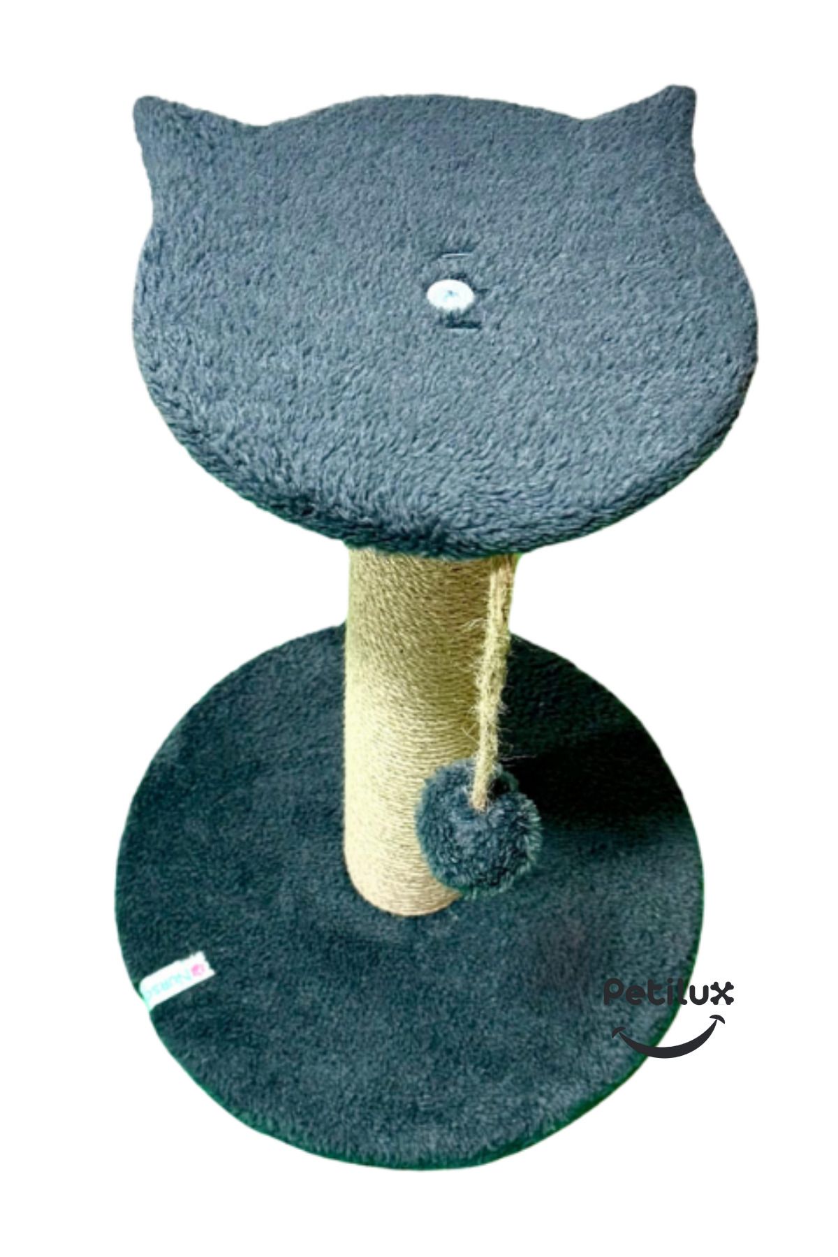 Petilux-Jute Drawstring Single Scratching Post with Cat Head Figure Step Top 4