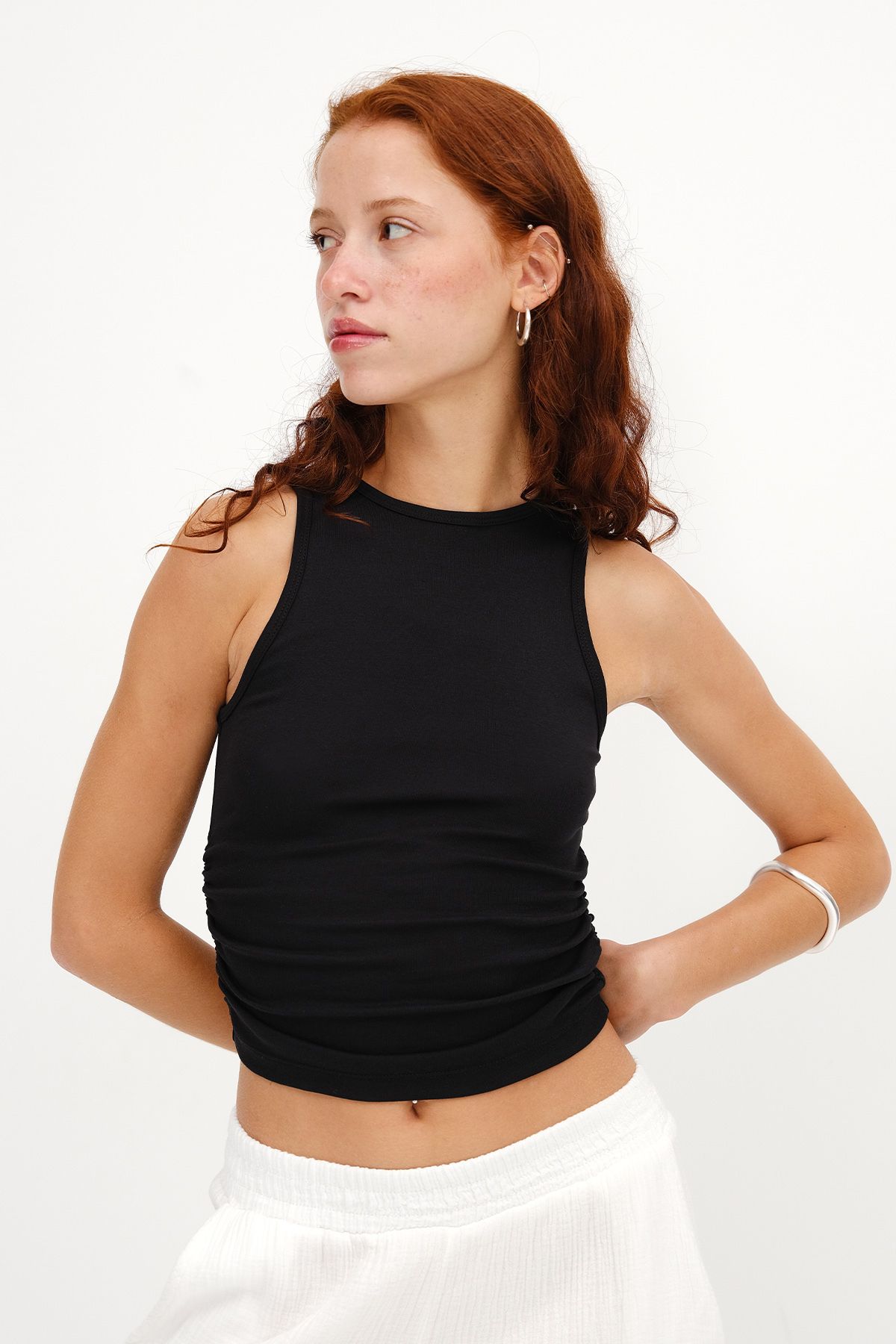 Addax-Gathered Modal Undershirt A18083 4