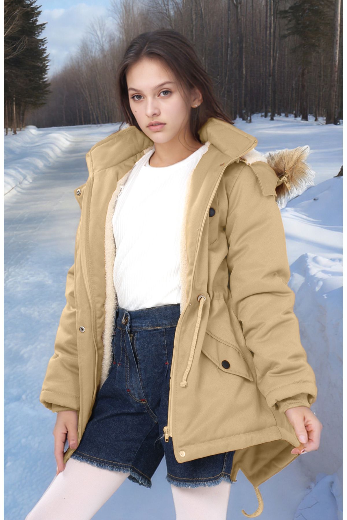 Joui Co-Waterproof Coat with Fur Inside, Hood and Zipper - Non-Deformable Winter Coat - Machine Washable 5