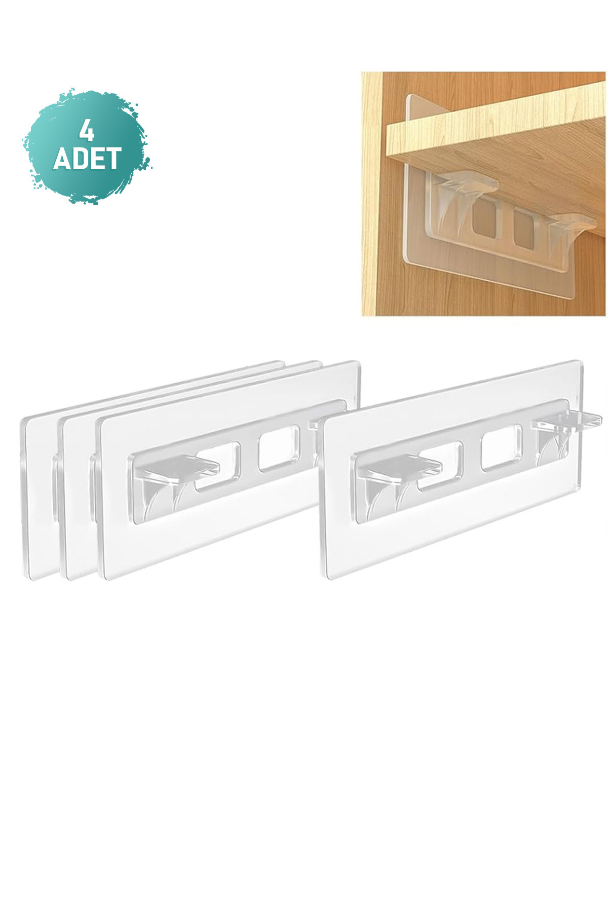 Transparent Shelf Holder Leg with Strong Adhesive 4 Pieces Shelf Fixing Support Bracket Portable Hinge