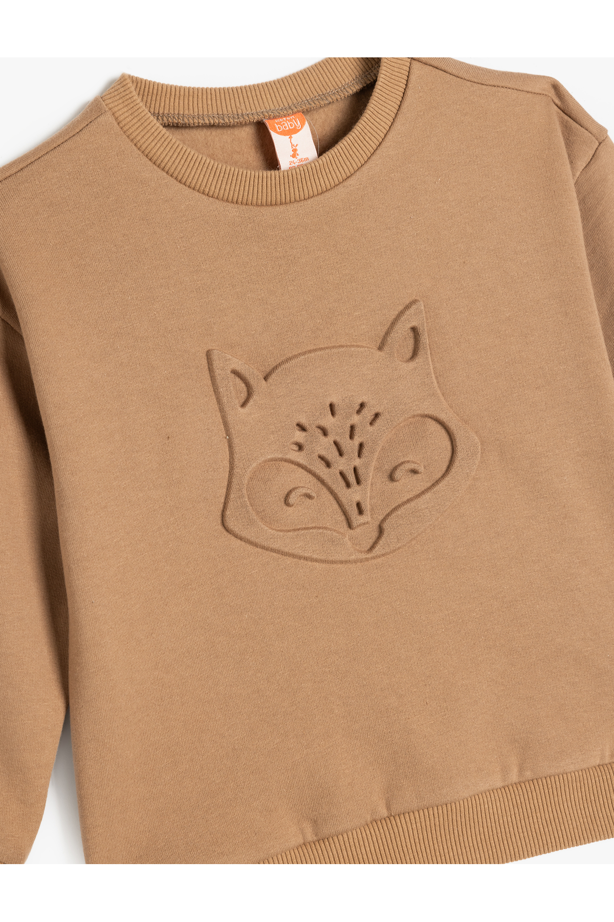 Koton Pamuklu Uzun Kollu Bisiklet Yaka Kabartma Baskılı Şardonlu Sweatshirt fotoğrafı 3 (önizleme)