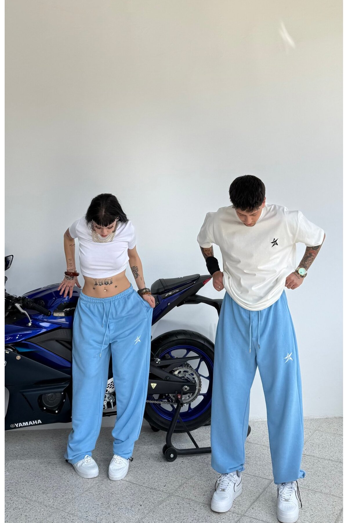 zaee  Star Nakışlı Her Mevsim Giyilebilen Ayarlanabilir Paça Bol Eşofman Altı - Görsel 4