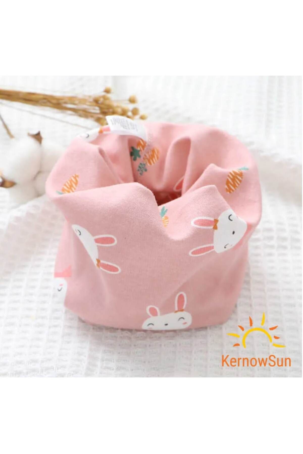 KERNOWSUN-Rolled Collar Scarf for Children, Bunny Design, Pink, KERNOWSUN, 40x20 cm 3