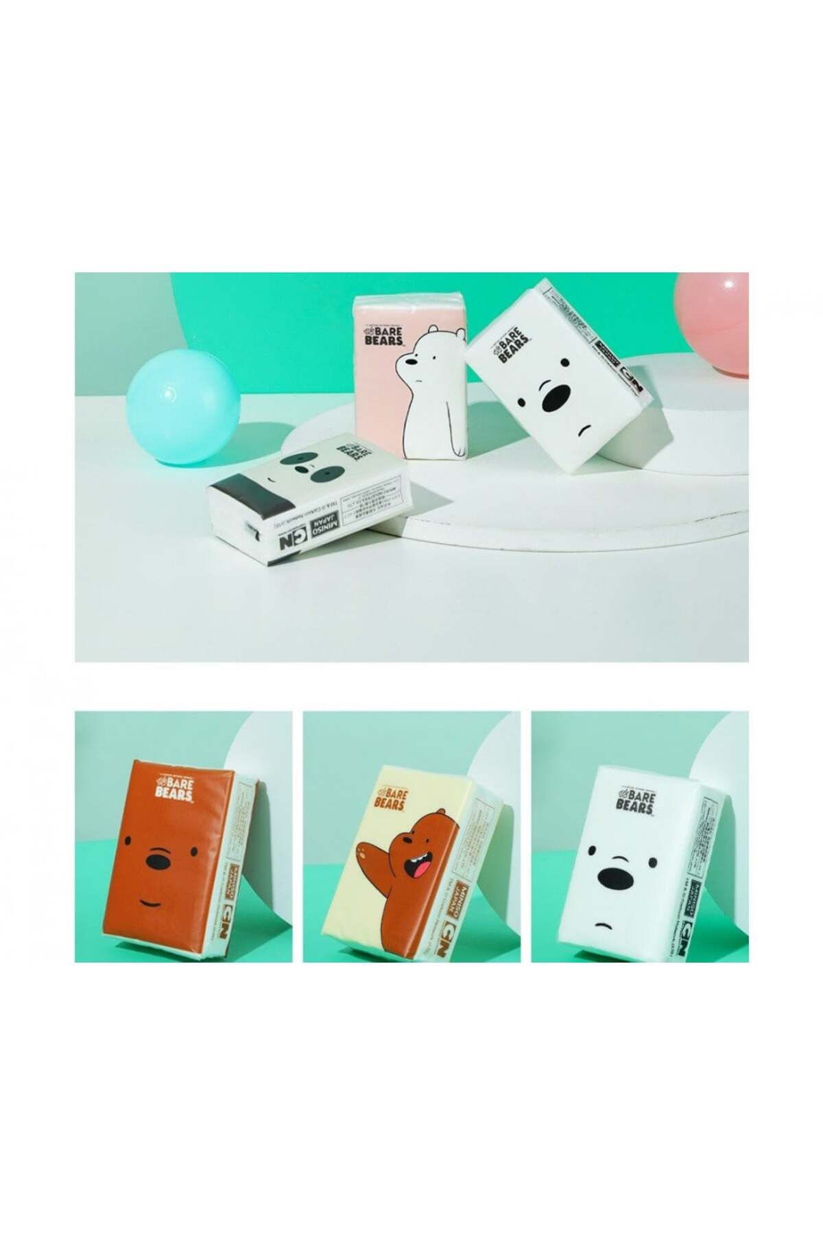 Miniso-Simple Three Bears Series Napkins - 18 pieces * 8 napkins * 3 pieces 4