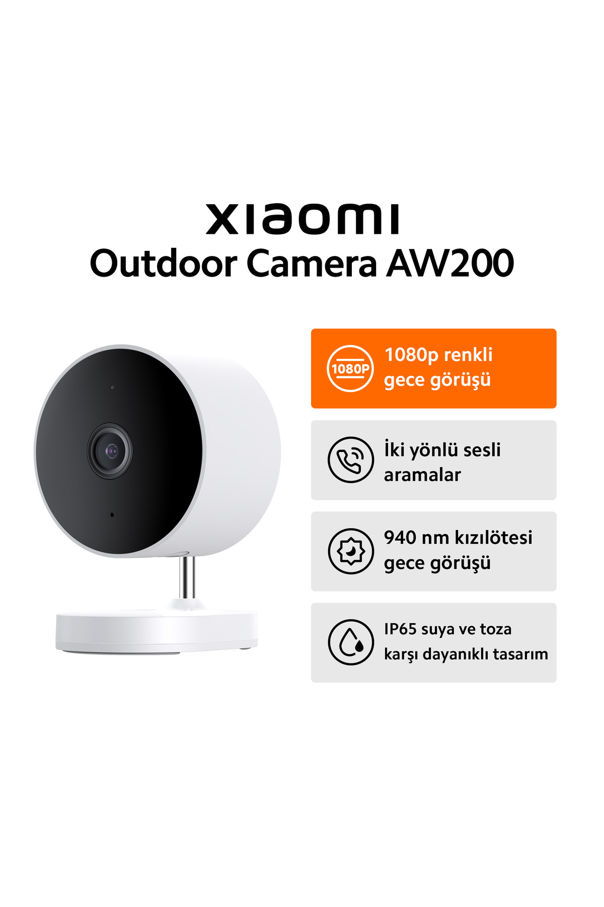Xiaomi Outdoor Camera AW200 - Akıllı Kamera (Xiaomi Türkiye Garantili)