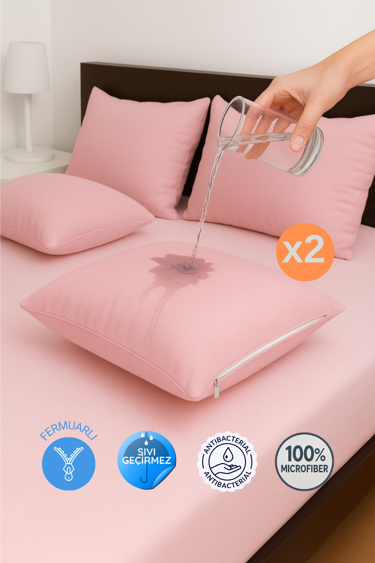 Formeya 2'li Fermuarlı Sıvı Geçirmez Yastık Alezi Yastık Koruyucu
