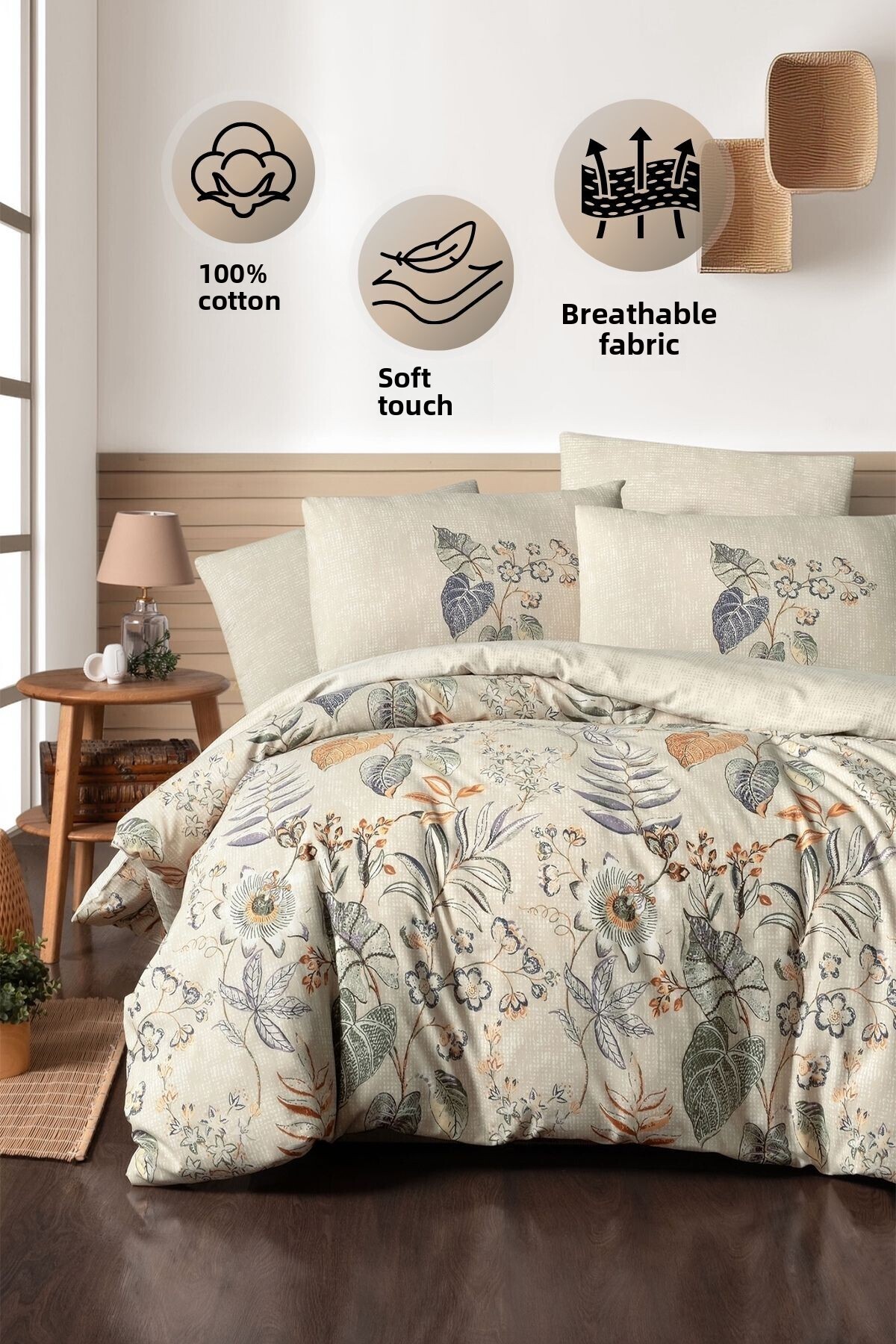 Mürdüm Home Pesco dupla 100% pamut paplanhuzat szett - lepedőkkel