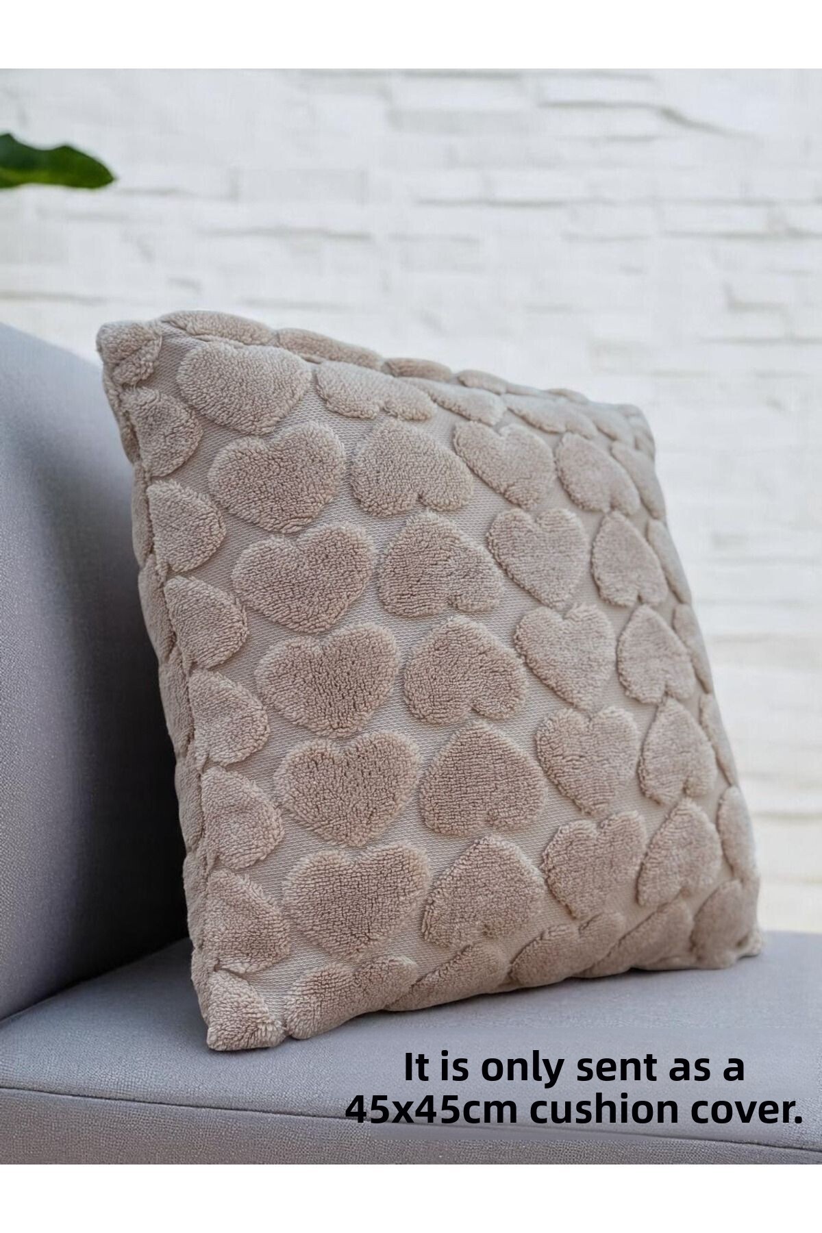 BlueMaison-غطاء وسادة رمي منتفخ مقاس 45 × 45 من بانش ديكور قطعة واحدة باللون البيج على شكل قلب 3