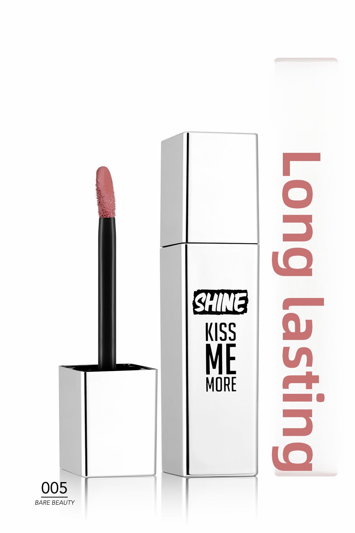 Flormar Shine Kiss Me More Lls - 005 Bare Beauty - Shiny Lipstick, Light Dried Rose - 8682536083751