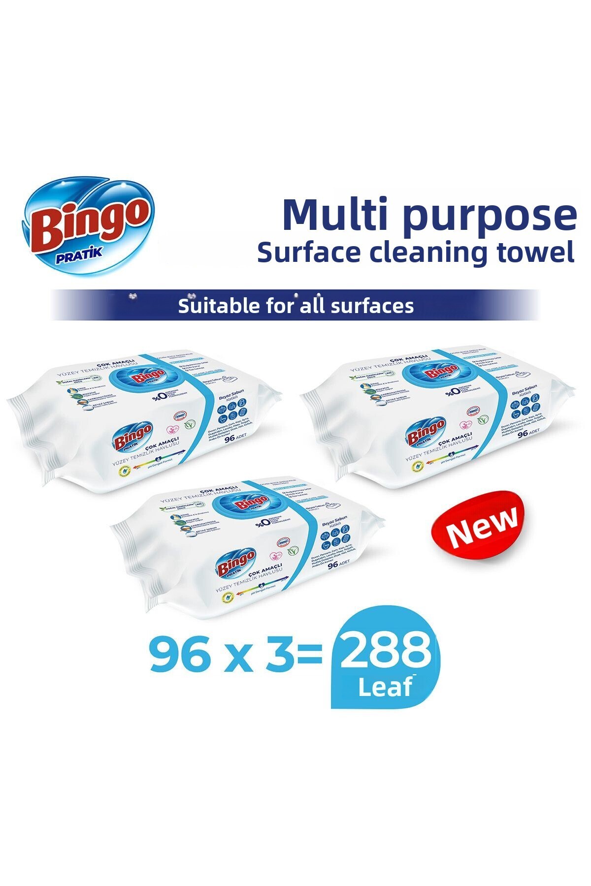 Bingo-Practical Surface Cleaning Towel White Soap 96X3 (288 Sheets) 1