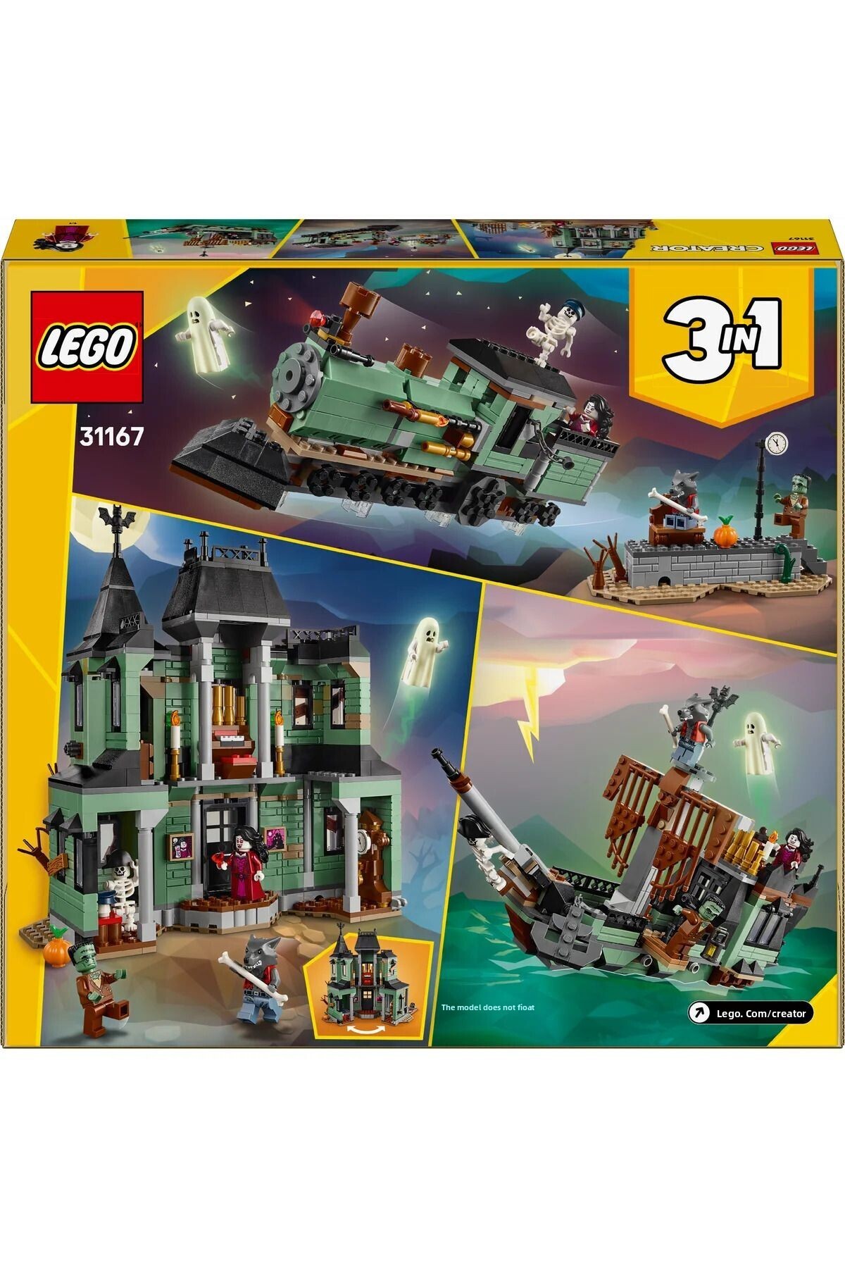 LEGO-مجموعة بناء قلعة الشبح 3 في 1 من كرياتور 31167 - لعبة سفينة وقطار للأطفال من عمر 9 سنوات فما فوق (736 Pr) 4