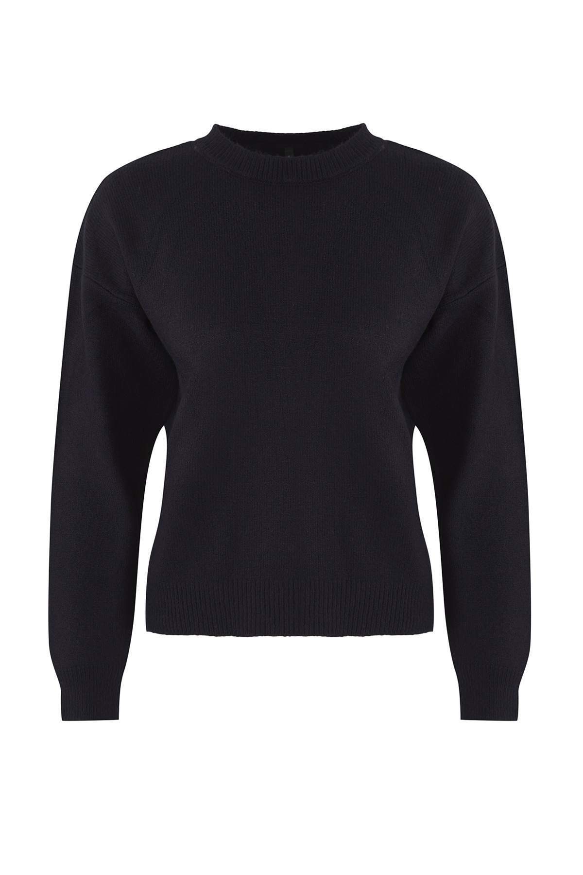 Trendyolmilla  Özel Koleksiyon Lacivert Yumuşak Dokulu Geniş Kalıp Şallı Triko Kazak TWOAW26KZ00166 - Görsel 5