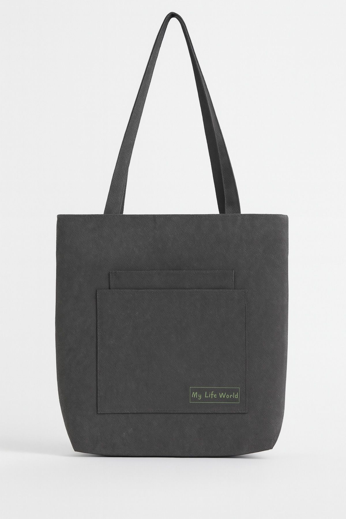 YUNUSOĞLU HOME-Multi-Purpose Premium Single Snap Life Printed Gray Medium Size Canvas Hand and Shoulder Bag 2