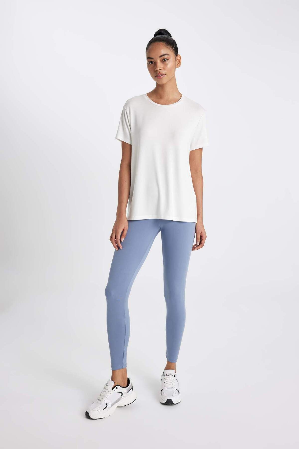 DeFacto-Defactofit High Waist Waist Hugging Stretchy Basic Plain Sports Leggings B4147Ax24Sp 4