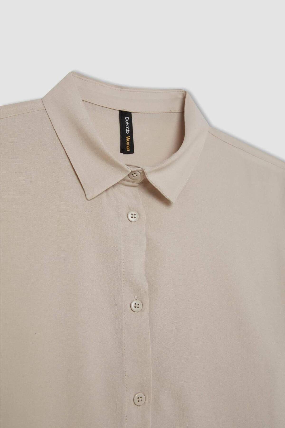 DeFacto-Regular Fit Basic Plain Button Long Sleeve Shirt D4230Ax24Au 8