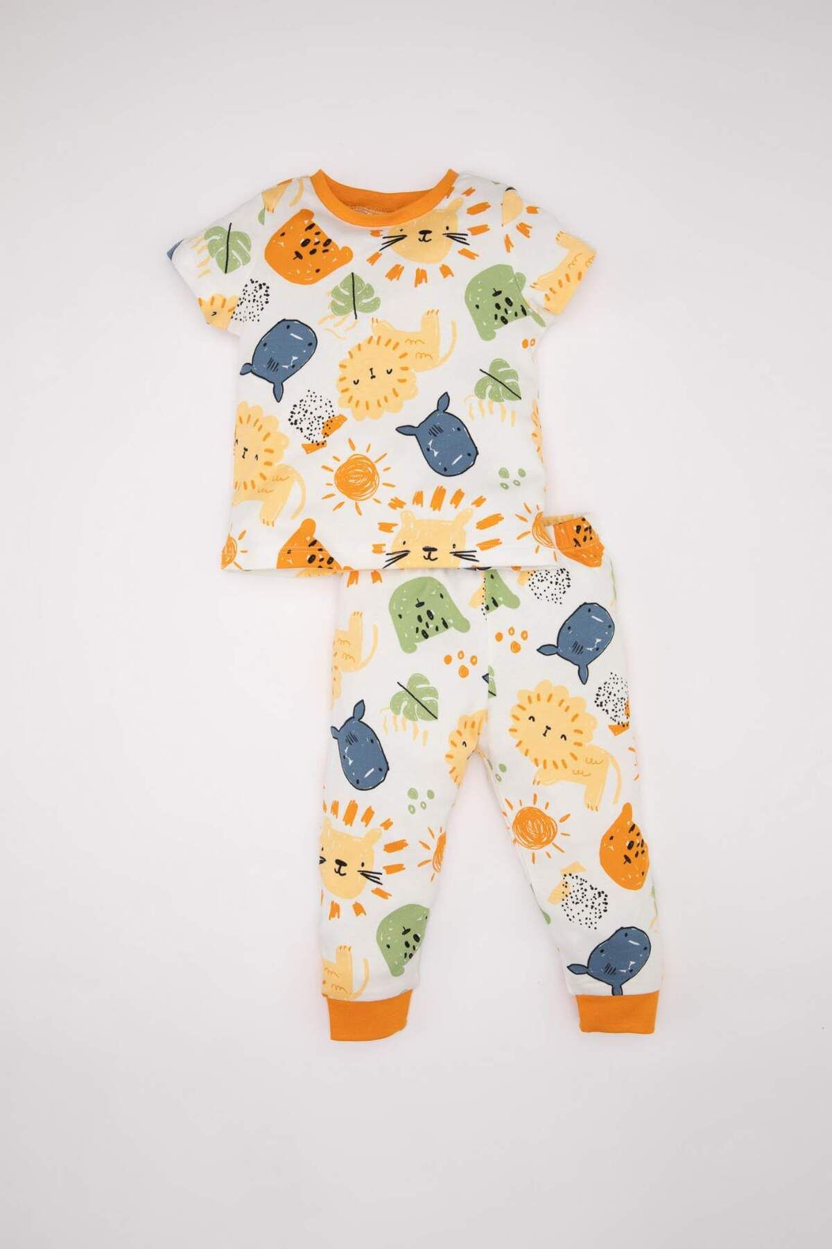 DeFacto-Safari Patterned Short Sleeve Pajamas Set for Baby Boy - C1991A524Sp 1