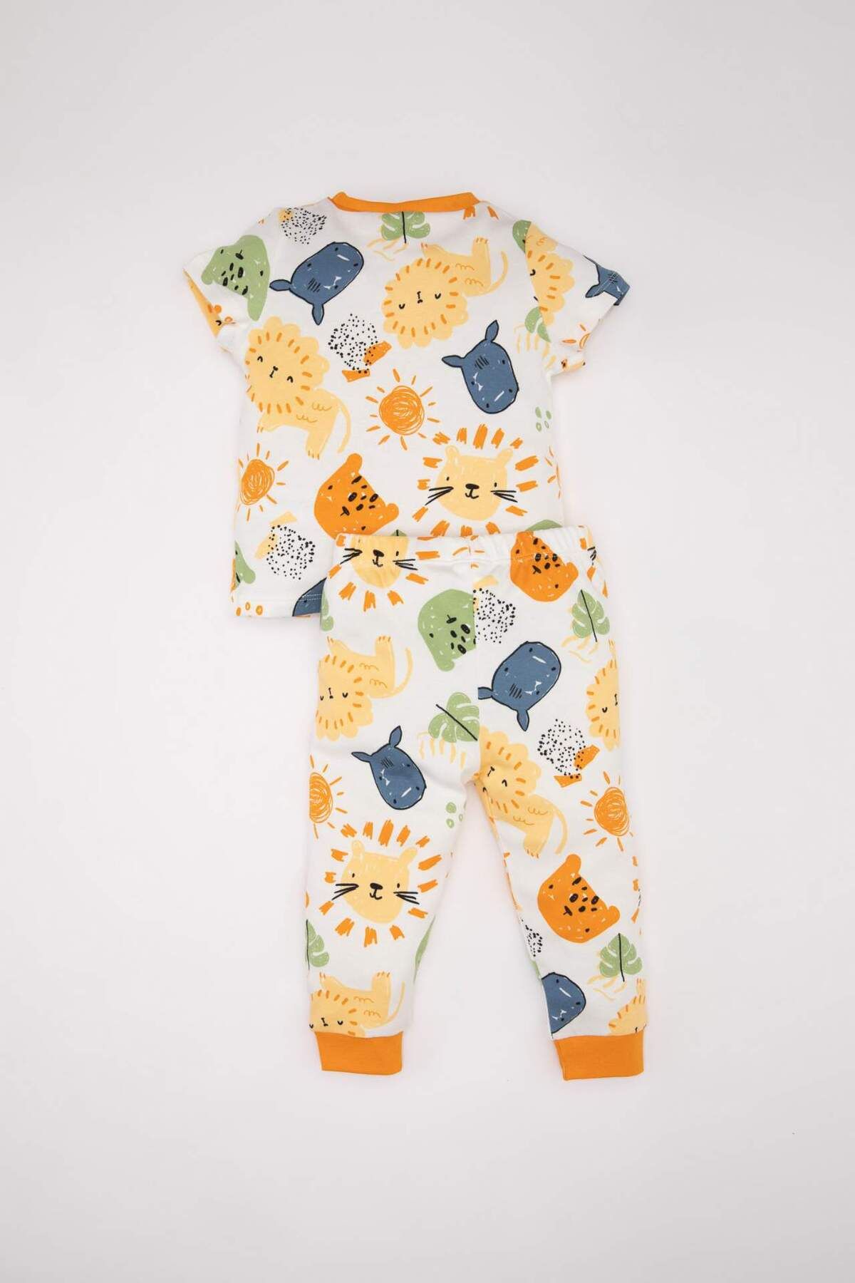 DeFacto-Safari Patterned Short Sleeve Pajamas Set for Baby Boy - C1991A524Sp 5