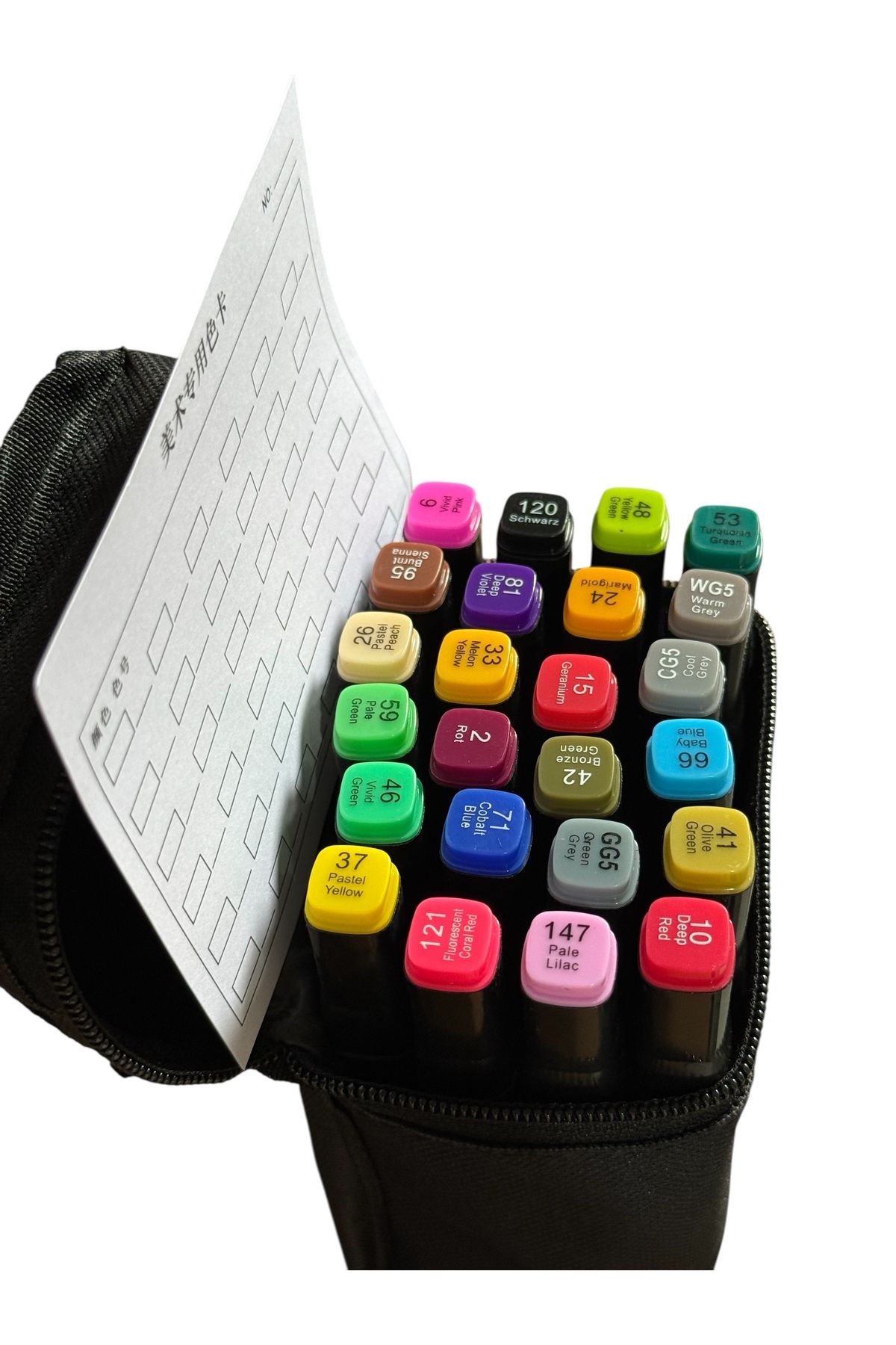 TOUCH SKETC-24Pcs Brush Tip and Thick Tip Double Sided Art Marker Paint Pen Set with Bag and Stand 5