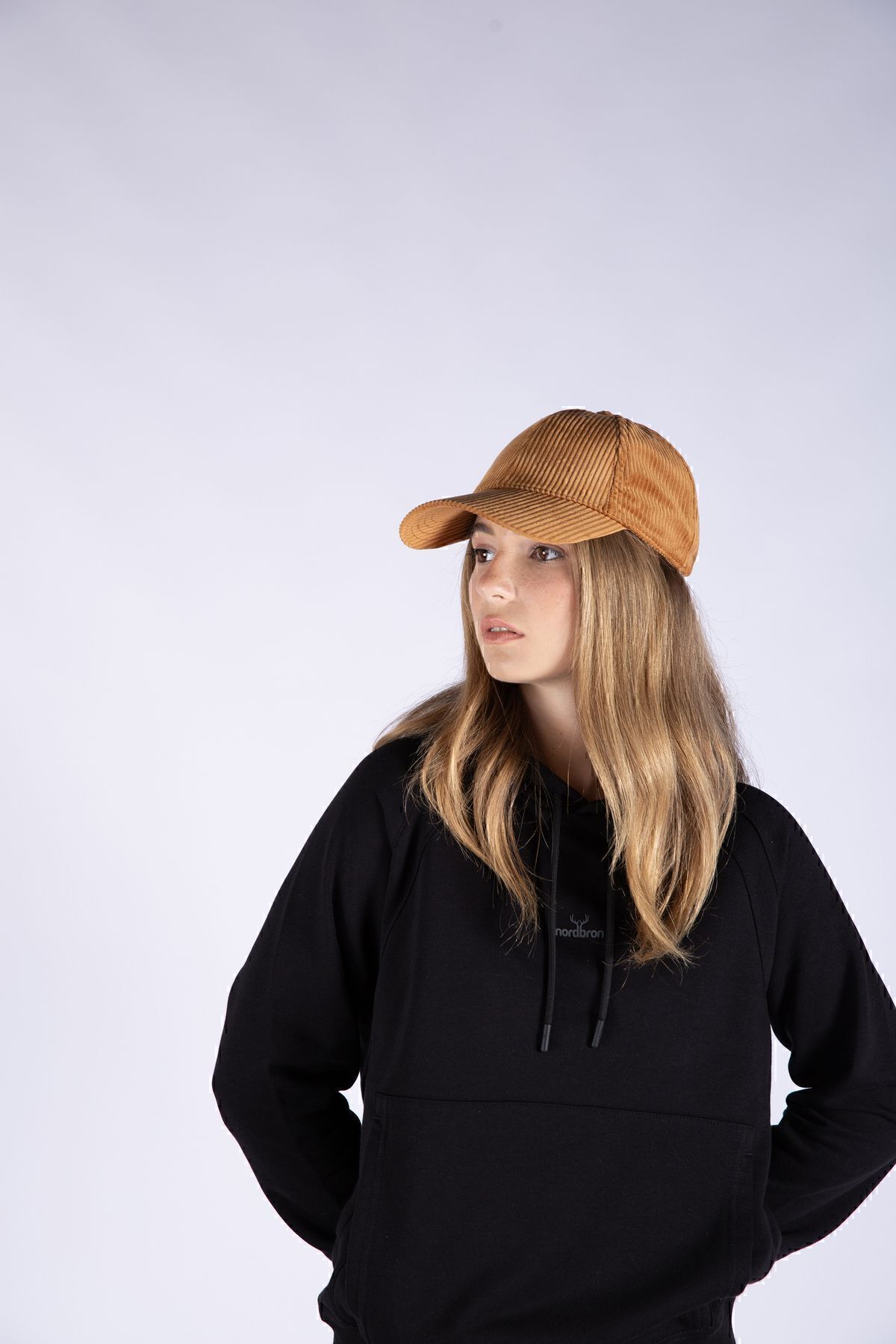 Nordbron-Unisex Χάλκινο 100% βαμβακερό βελούδινο καπέλο με μισή επένδυση Δερμάτινη ετικέτα Λεπτομερές επίπεδο ρυθμιζόμενο καπάκι 3