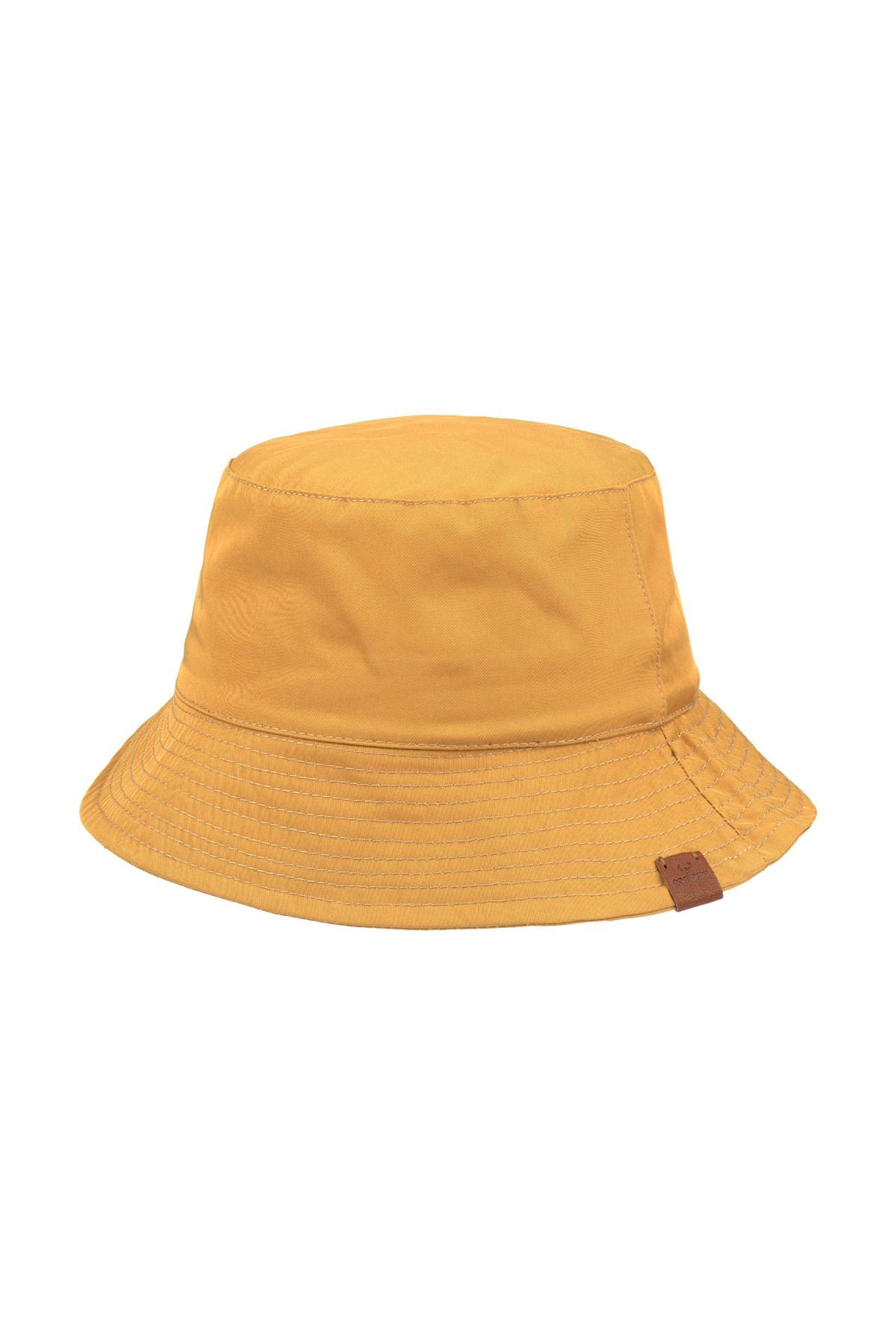 Nordbron-Unisex Mustard Moena Leather Label Detailed Bucket Hat Cotton Inner Lining with Sweatband Logo Bucket 5