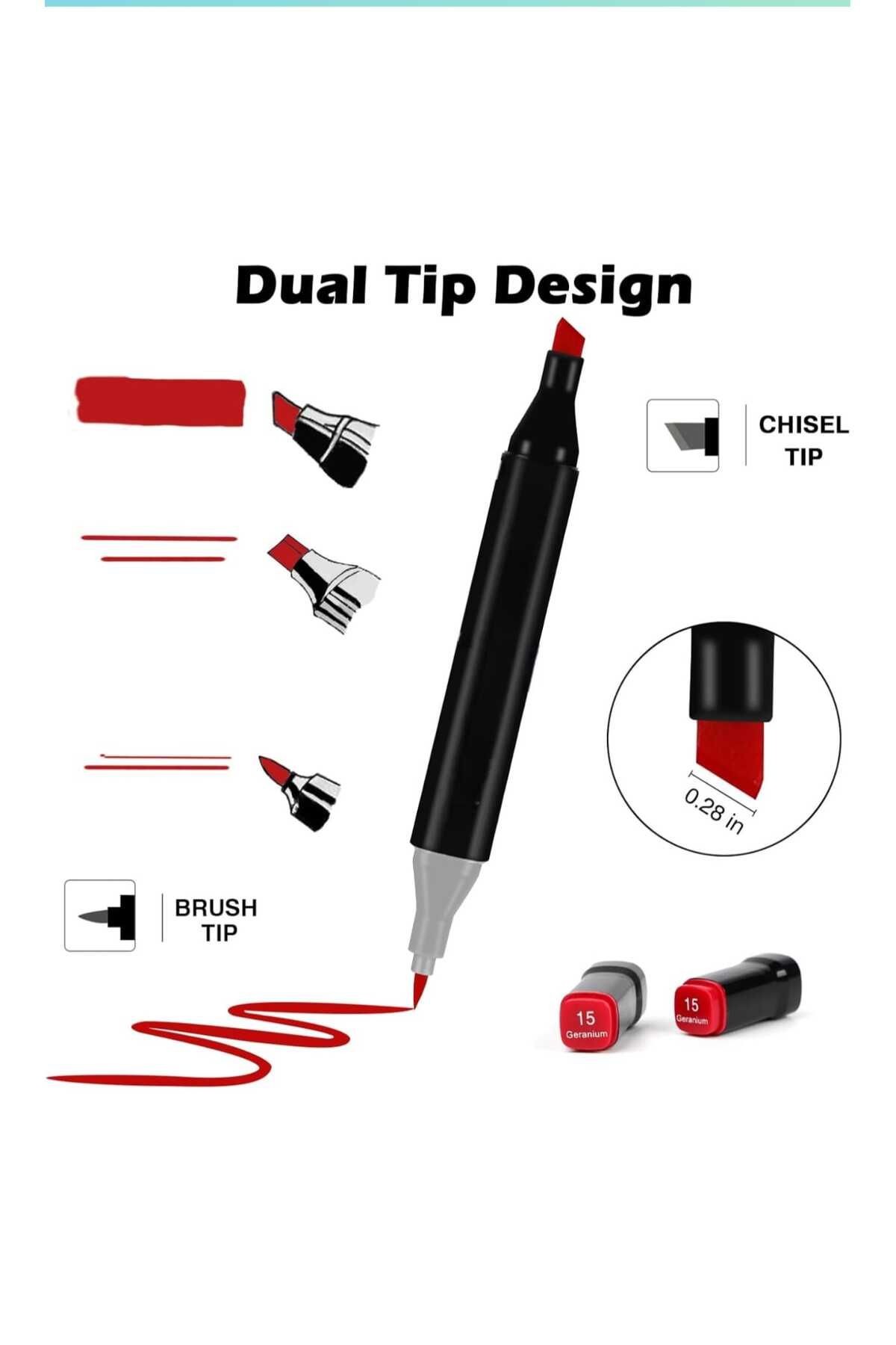 TOUCH SKETC-24Pcs Brush Tip and Thick Tip Double Sided Art Marker Paint Pen Set with Bag and Stand 3