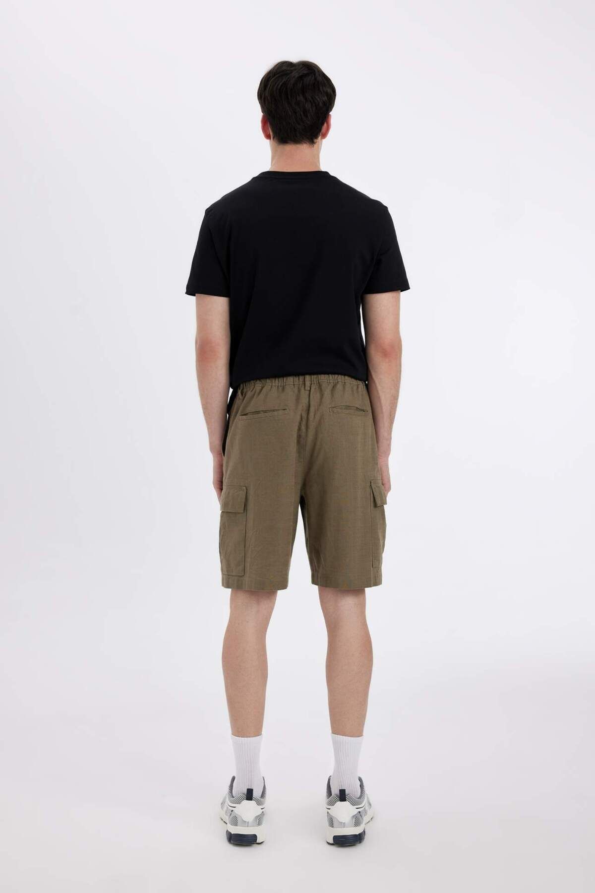DeFacto-Regular Fit Linen Look Cargo Bermuda Shorts B5676Ax24Sm 6