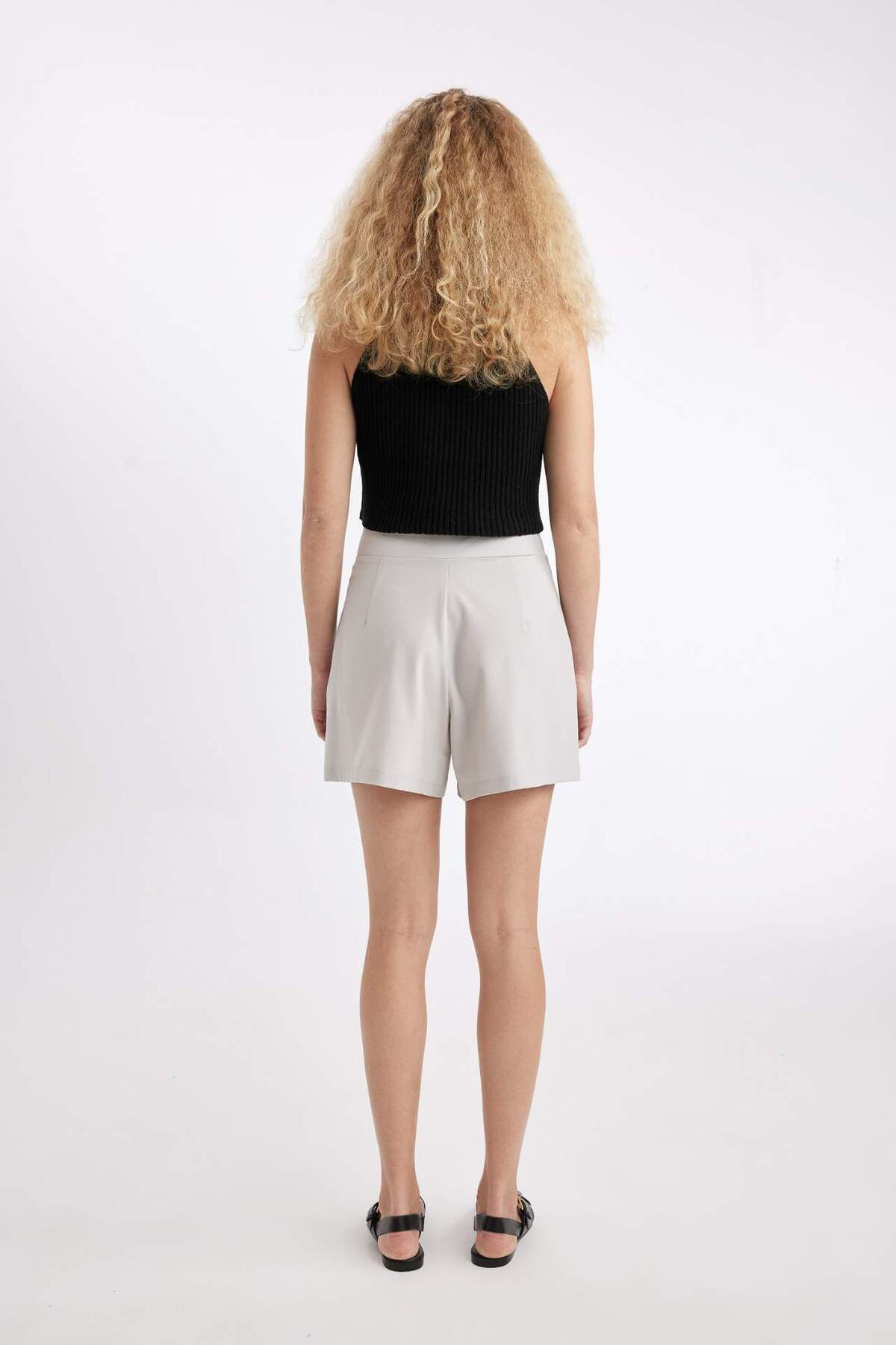 DeFacto-Regular Fit High Waist Pleated Shorts D0963Ax24Sm 6