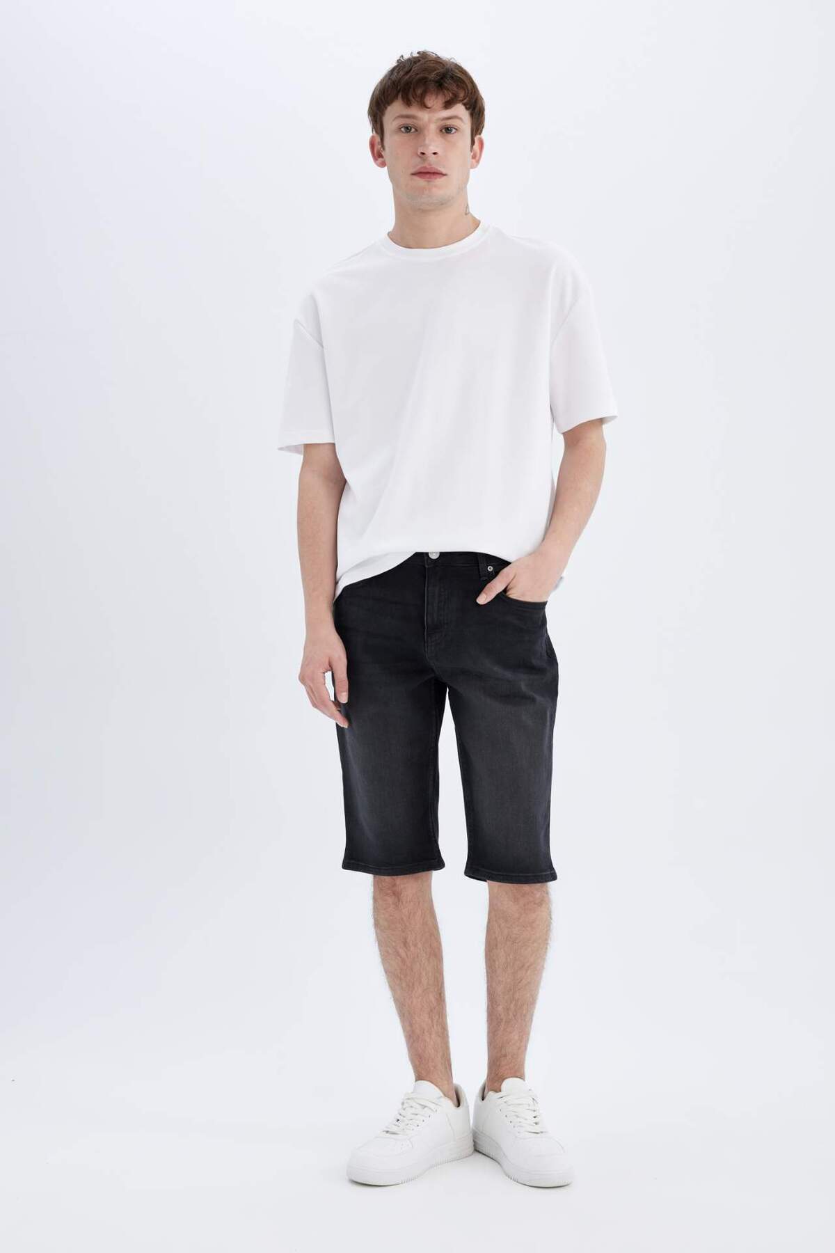 DeFacto-Regular Fit Jean Bermuda Shorts C2694Ax24Sm 2