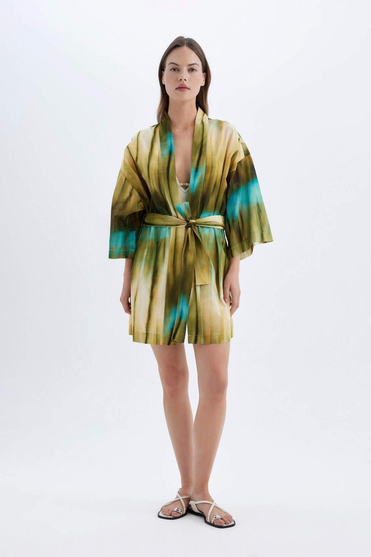 DeFacto Desenli Pamuklu Kimono-Fall in Love D0453AX24SM