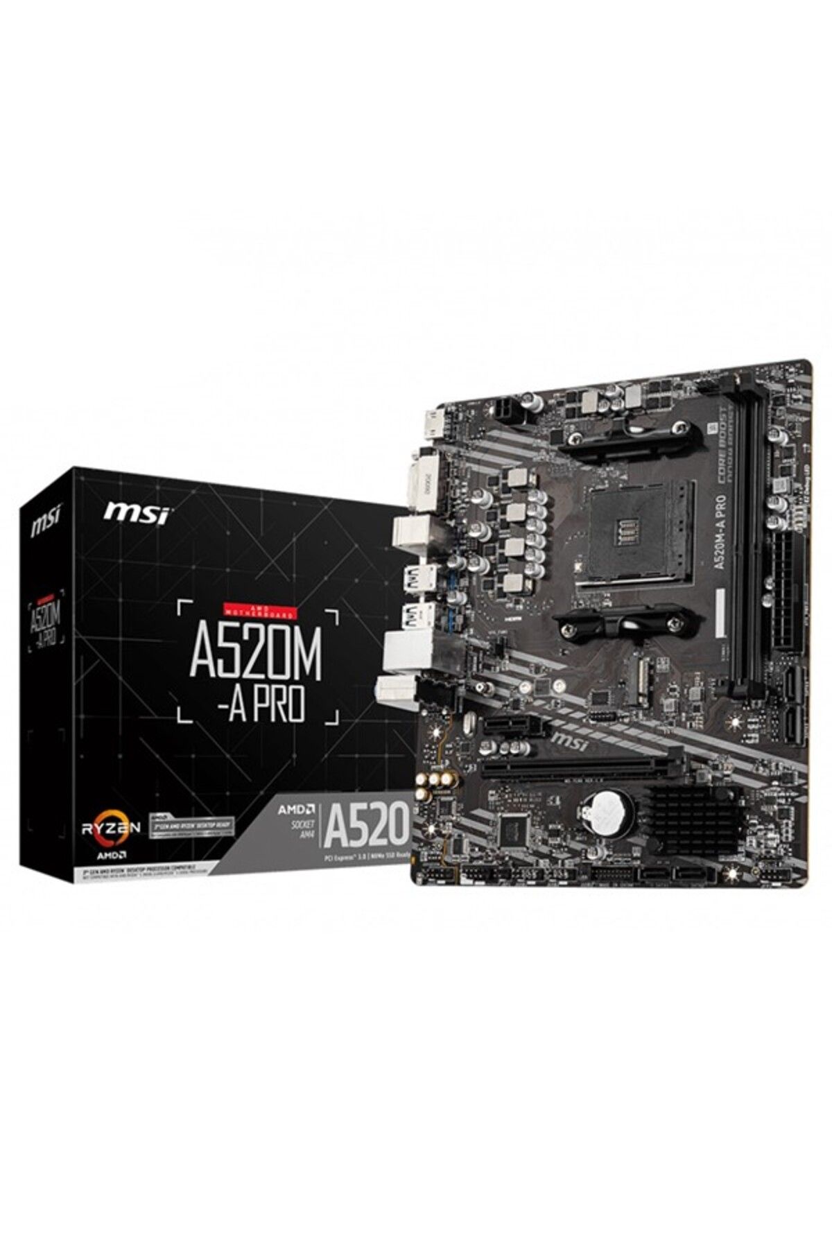 MSI-A520M-A PRO DDR4 M2 PCIe NVME HDMI DVI PCIe 16X v3.0 AM4 mATX 1