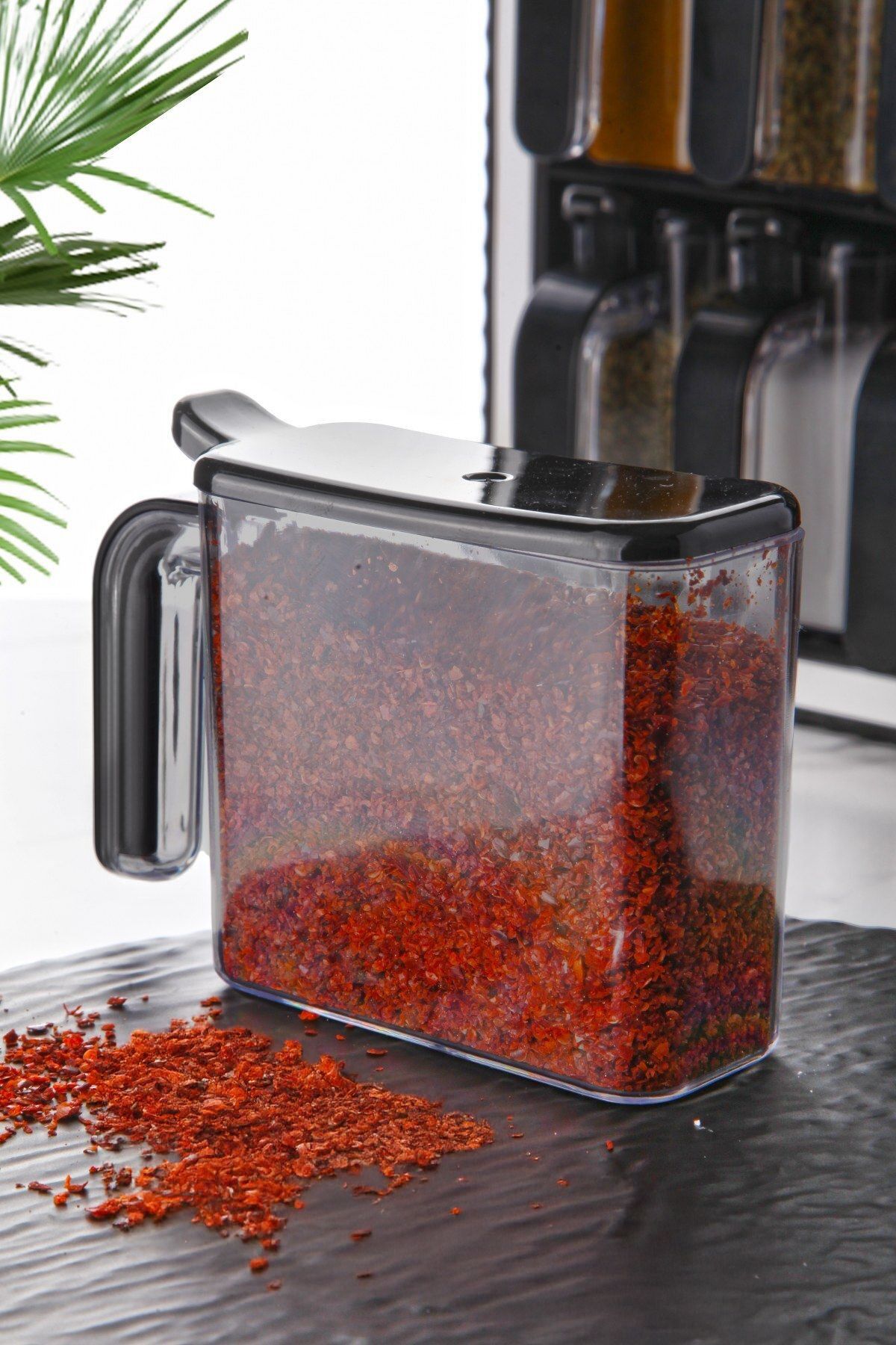 NESS HOME-12-Piece Self-Adhesive Spice Rack Set with Spoon - Labeled Handle and Lid 2