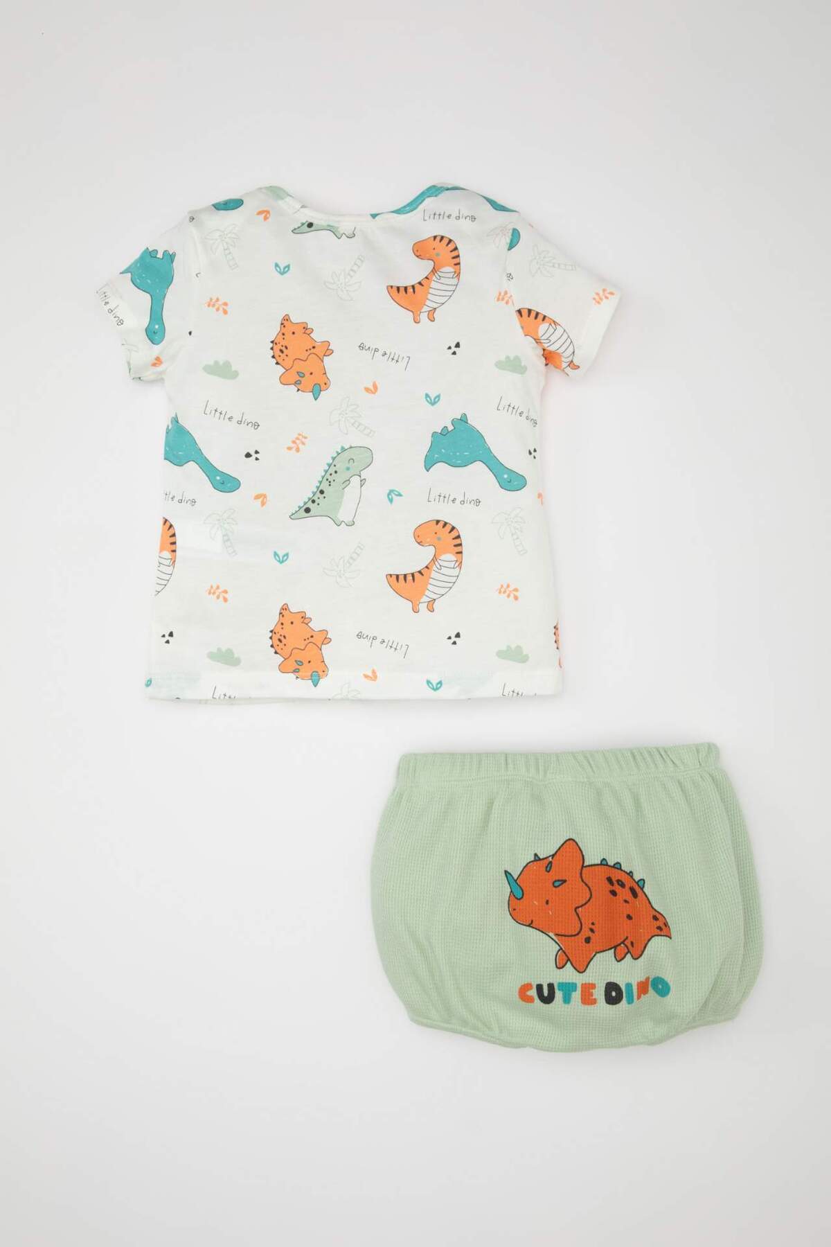 DeFacto-Baby Boy 2-Piece Set Dinosaur Pattern Waffle Short Sleeve T-Shirt Top Elastic Waist Shorts Bottom C8329A524H 5