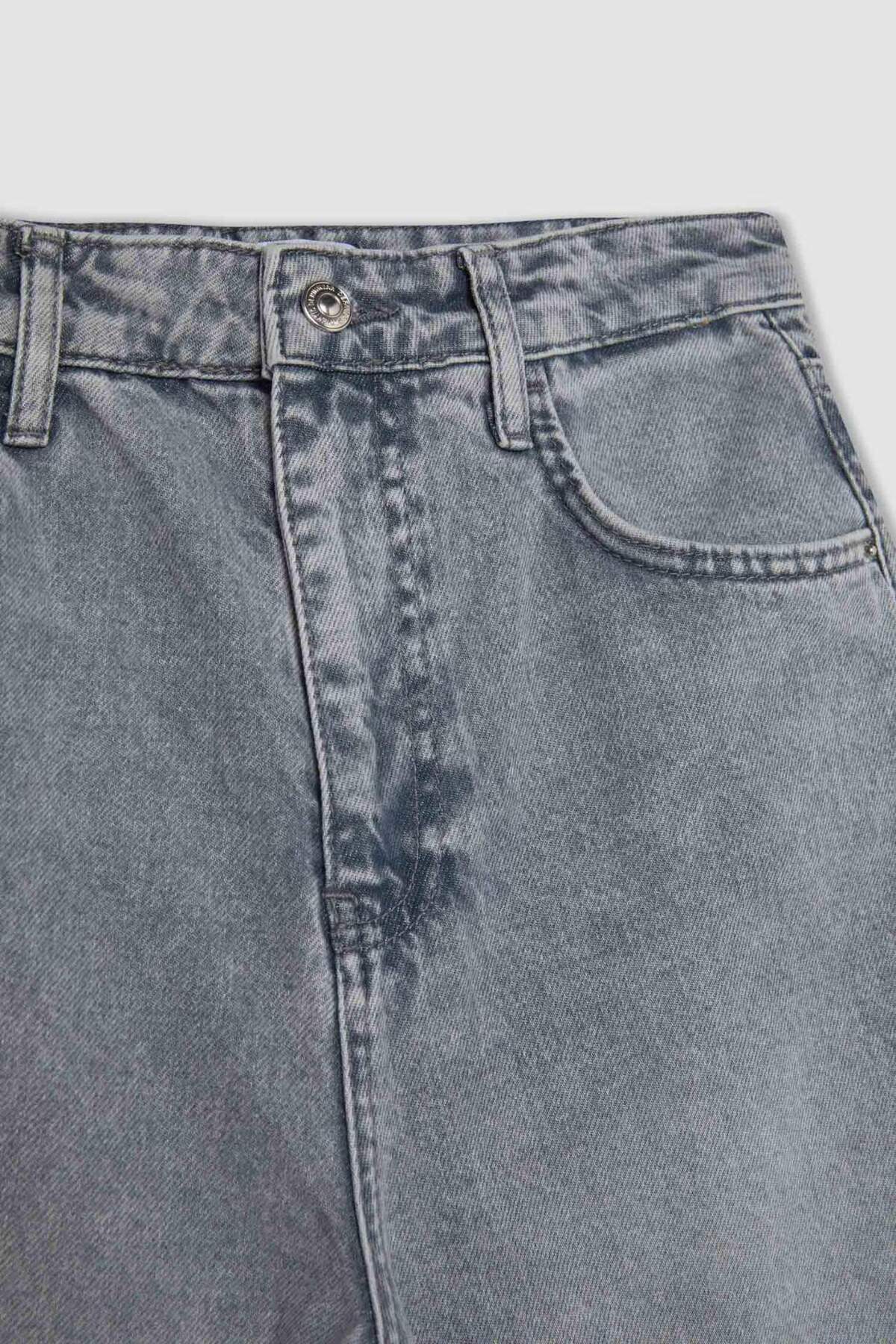 DeFacto-Pantaloni lungi de blugi spălați cu talie înaltă din anii 90 C8606AX24HS 7