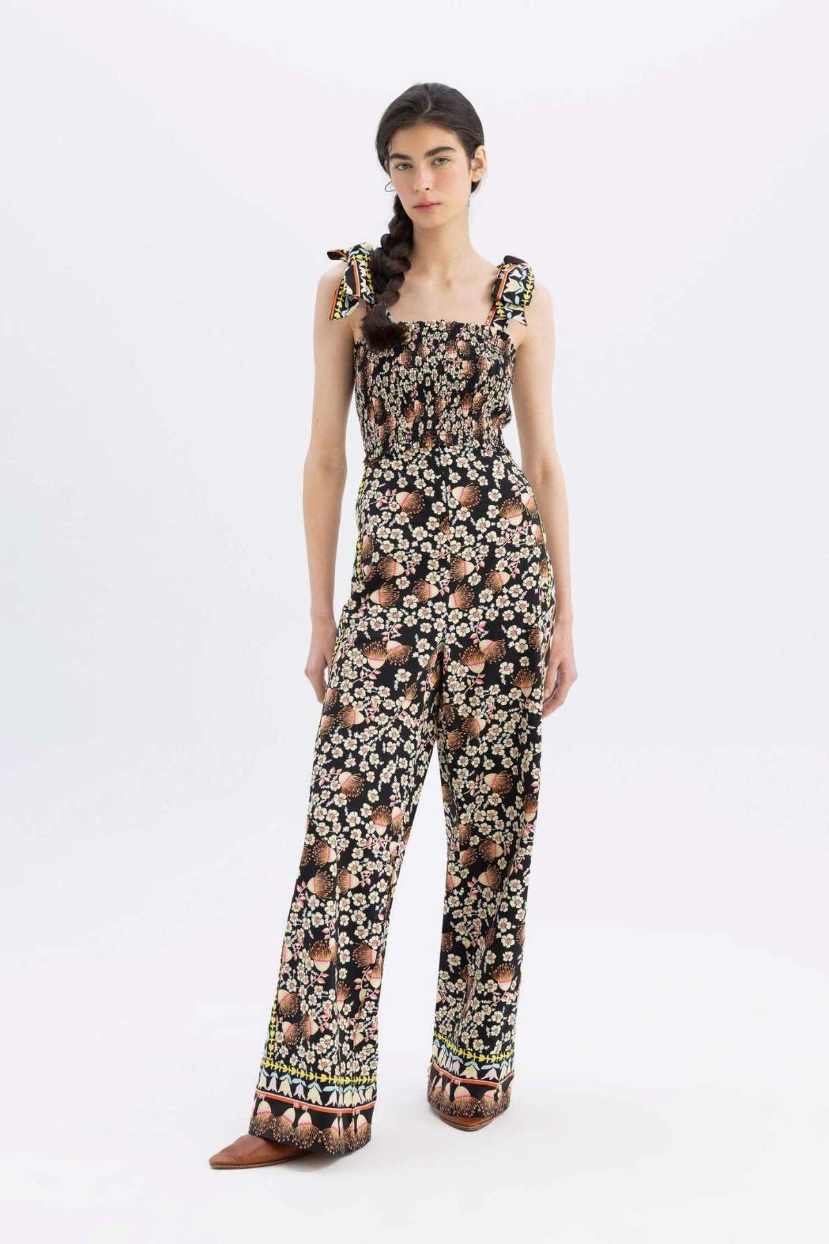 DeFacto-Lug Von Siga X Patterned Poplin Long Jumpsuit with Attachable Strap C1648Ax24Sm 3