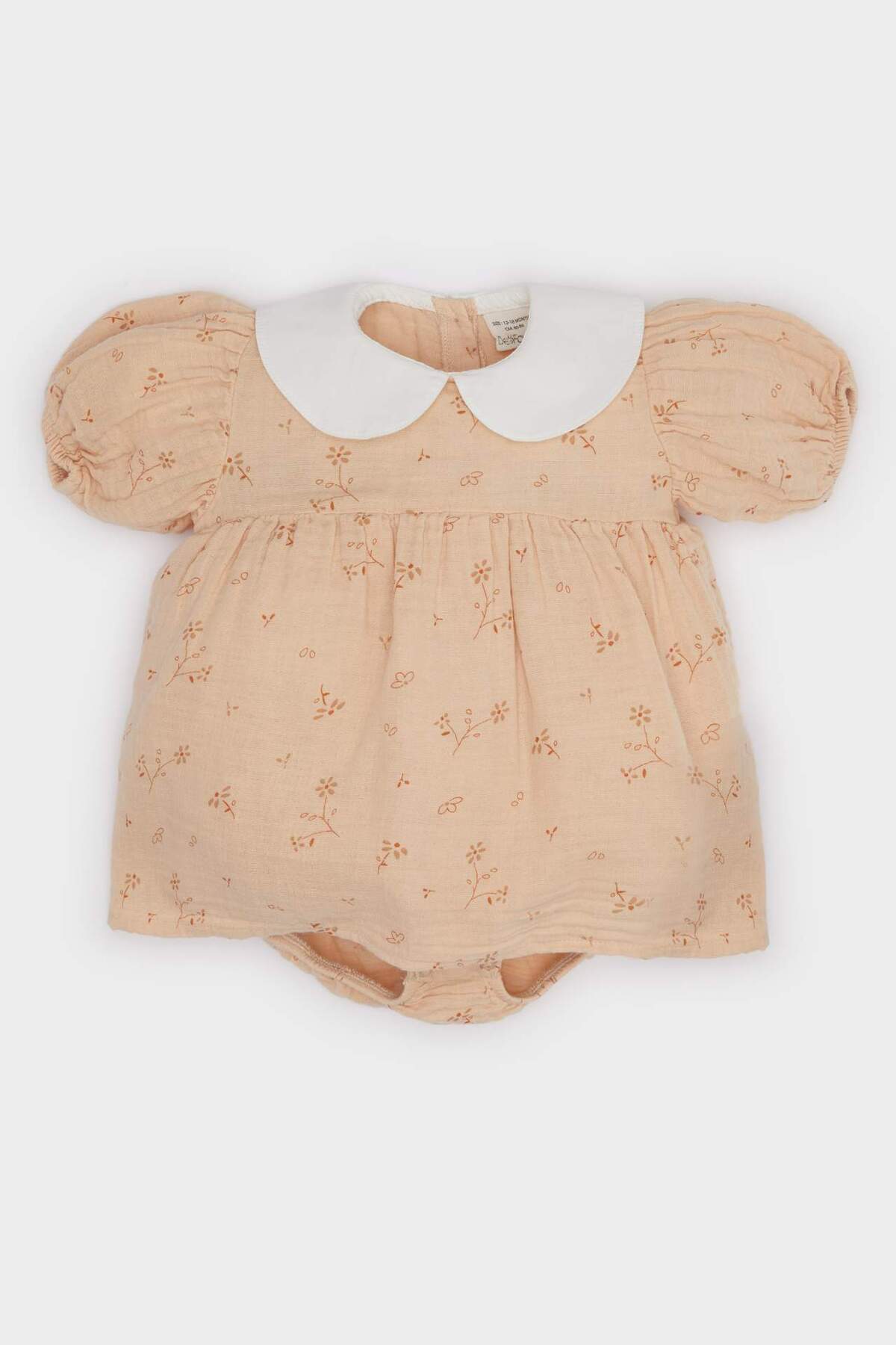 DeFacto Kız Bebek Yenidoğan Çiçekli Çıtçıtlı Müslin Elbise C5091a524sm