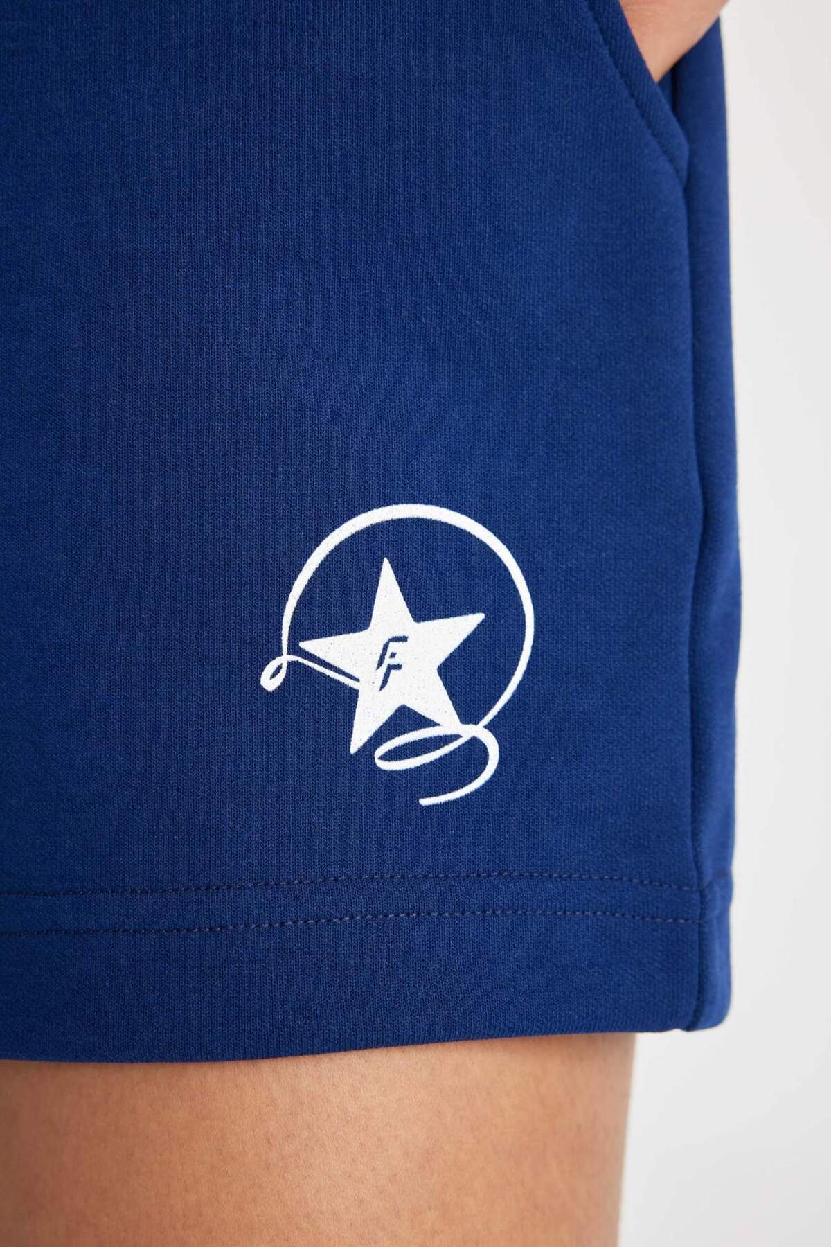 DeFacto-DeFactoFit Standard Fit bedruckte Sports-Shorts aus schwerem Stoff mit kurzen Beinen C5836AX24SM 6