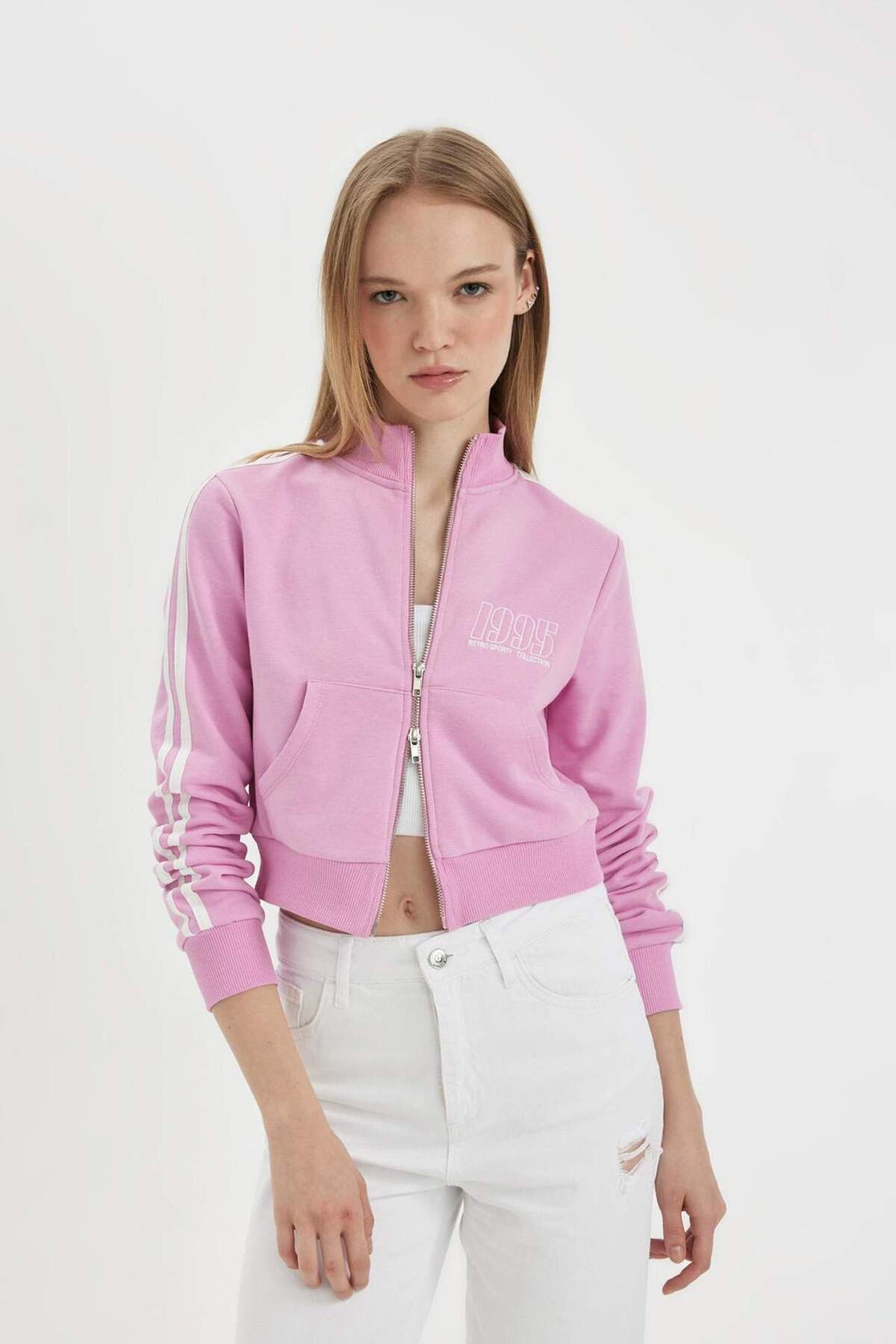 DeFacto-Coool Fitted Printed Zippered Sweatshirt C8923Ax24Sm 6