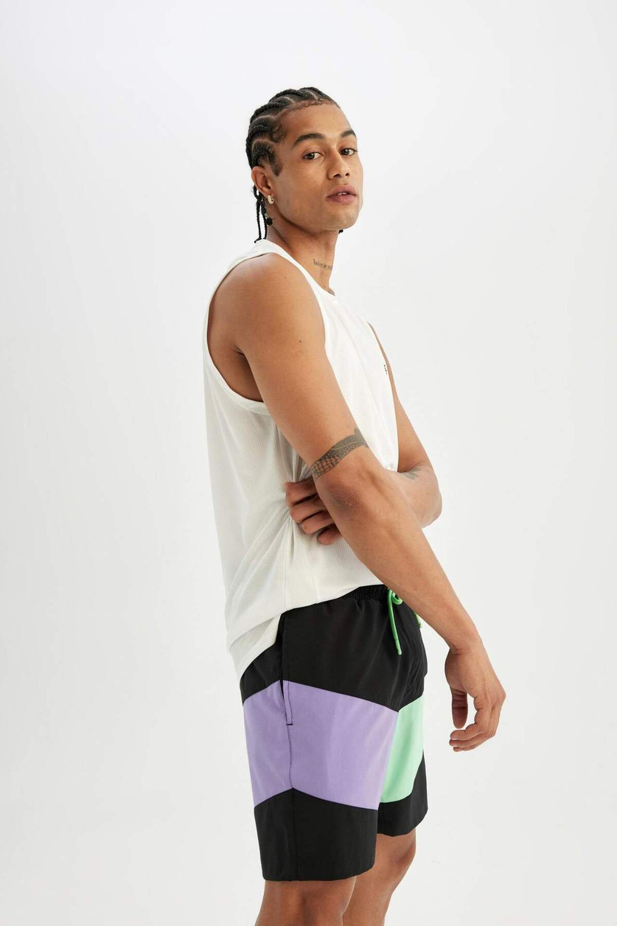 DeFacto-Regular Fit Printed Sports Short Length Swim Shorts B5998Ax24Hs 5