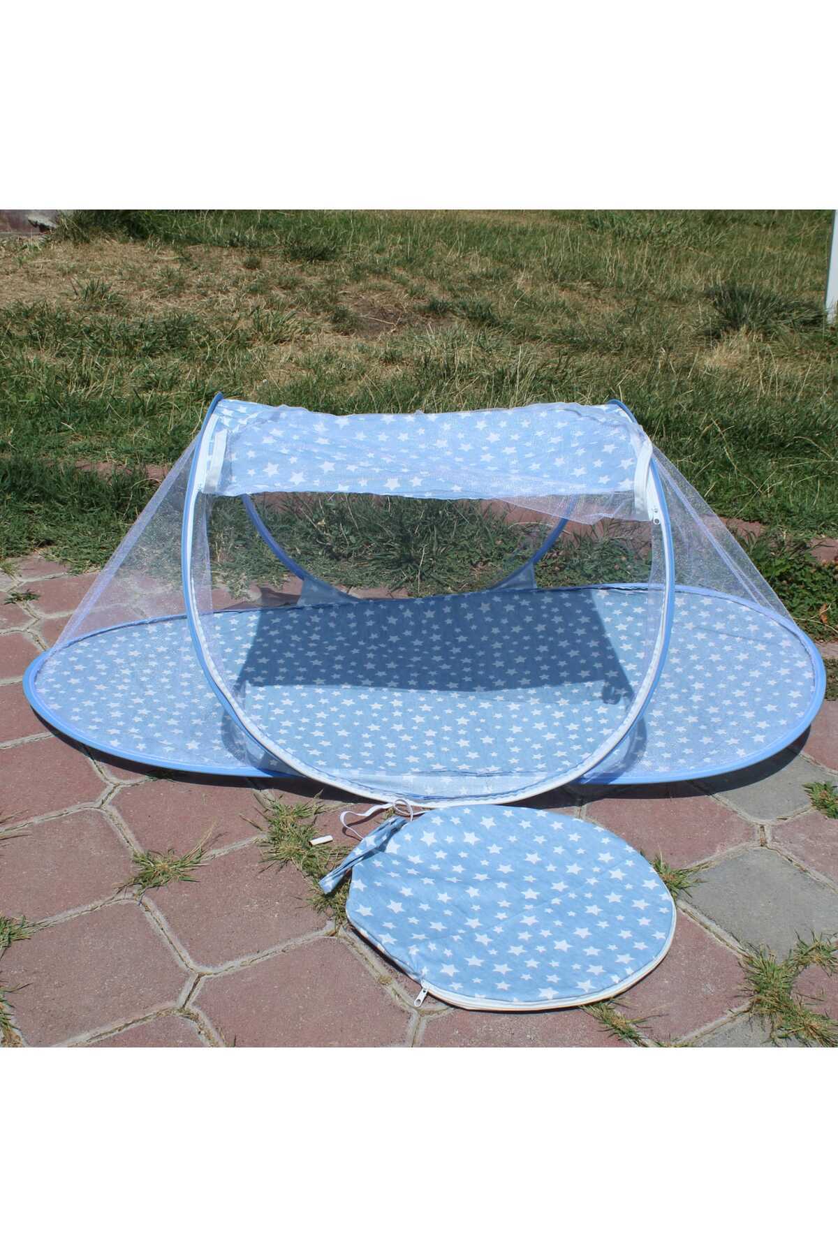 SerSev Katlanabilir Mavi Bebek Cibinlik Çantalı Tül Sineklik Haşere Koruyucu Bebek Gölgelik 120-60 cm fotoğrafı 3 (önizleme)