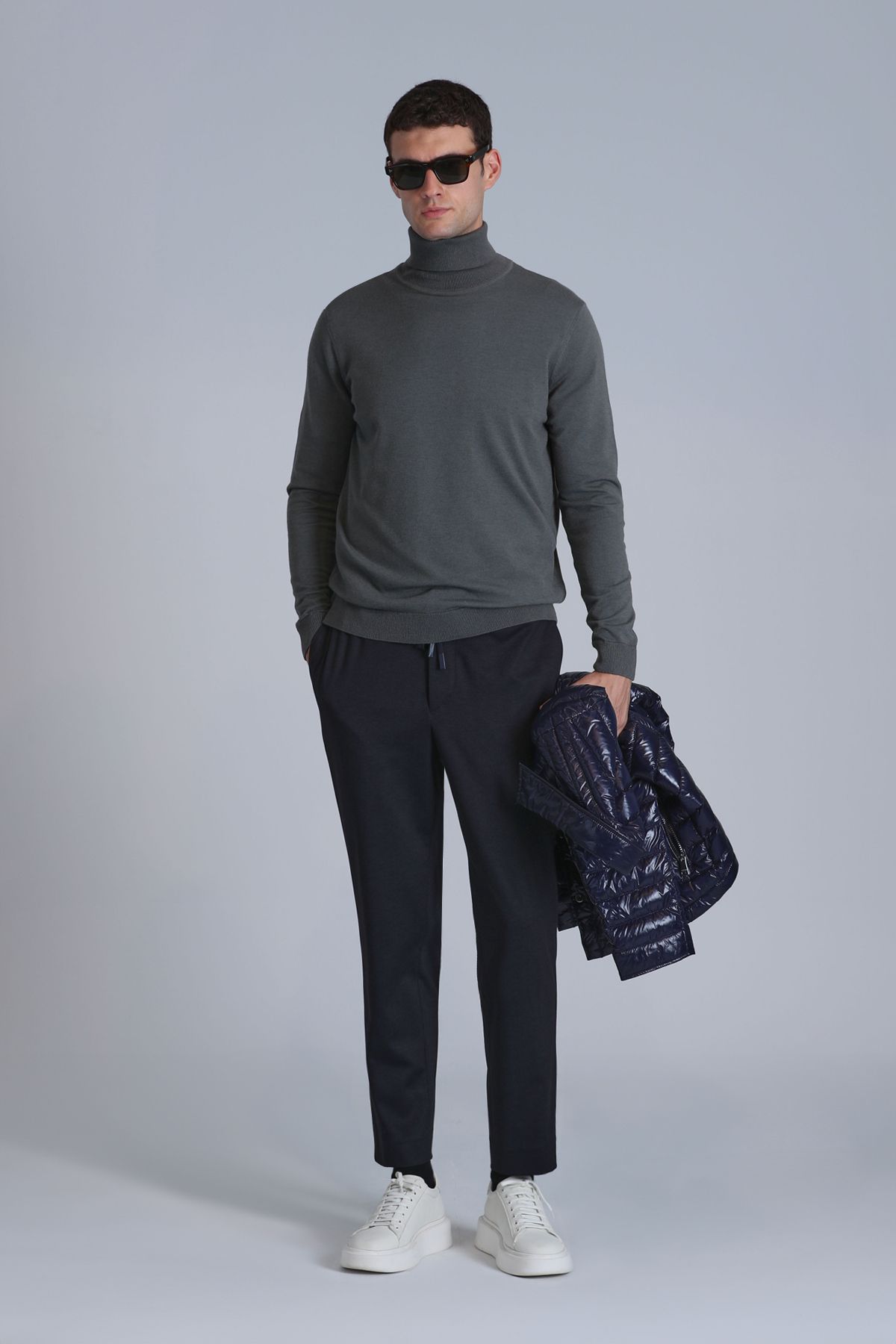 Lufian-Navy Blue Slim Fit Clos Sports Men's Chino Pants 5