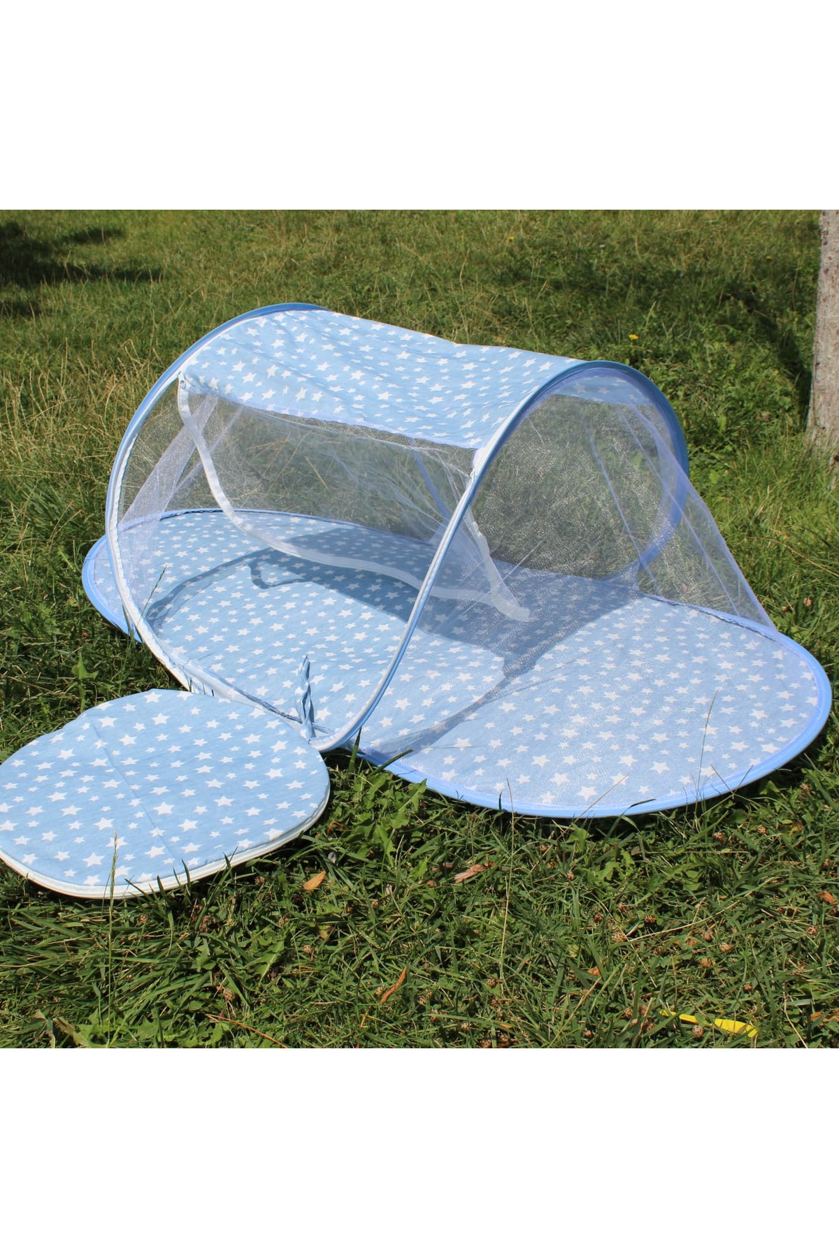 SerSev Katlanabilir Mavi Bebek Cibinlik Çantalı Tül Sineklik Haşere Koruyucu Bebek Gölgelik 120-60 cm fotoğrafı 4 (önizleme)