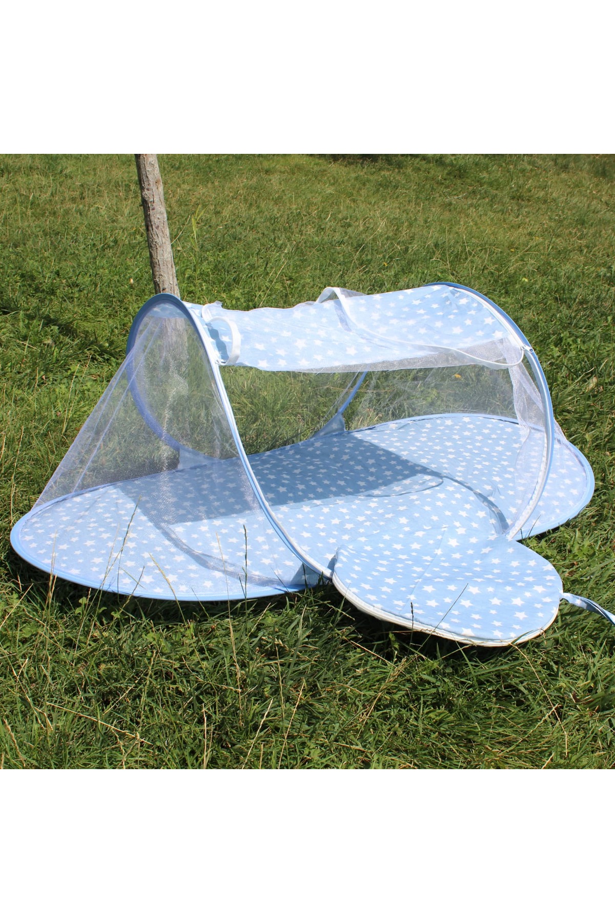 SerSev Katlanabilir Mavi Bebek Cibinlik Çantalı Tül Sineklik Haşere Koruyucu Bebek Gölgelik 120-60 cm fotoğrafı 5 (önizleme)