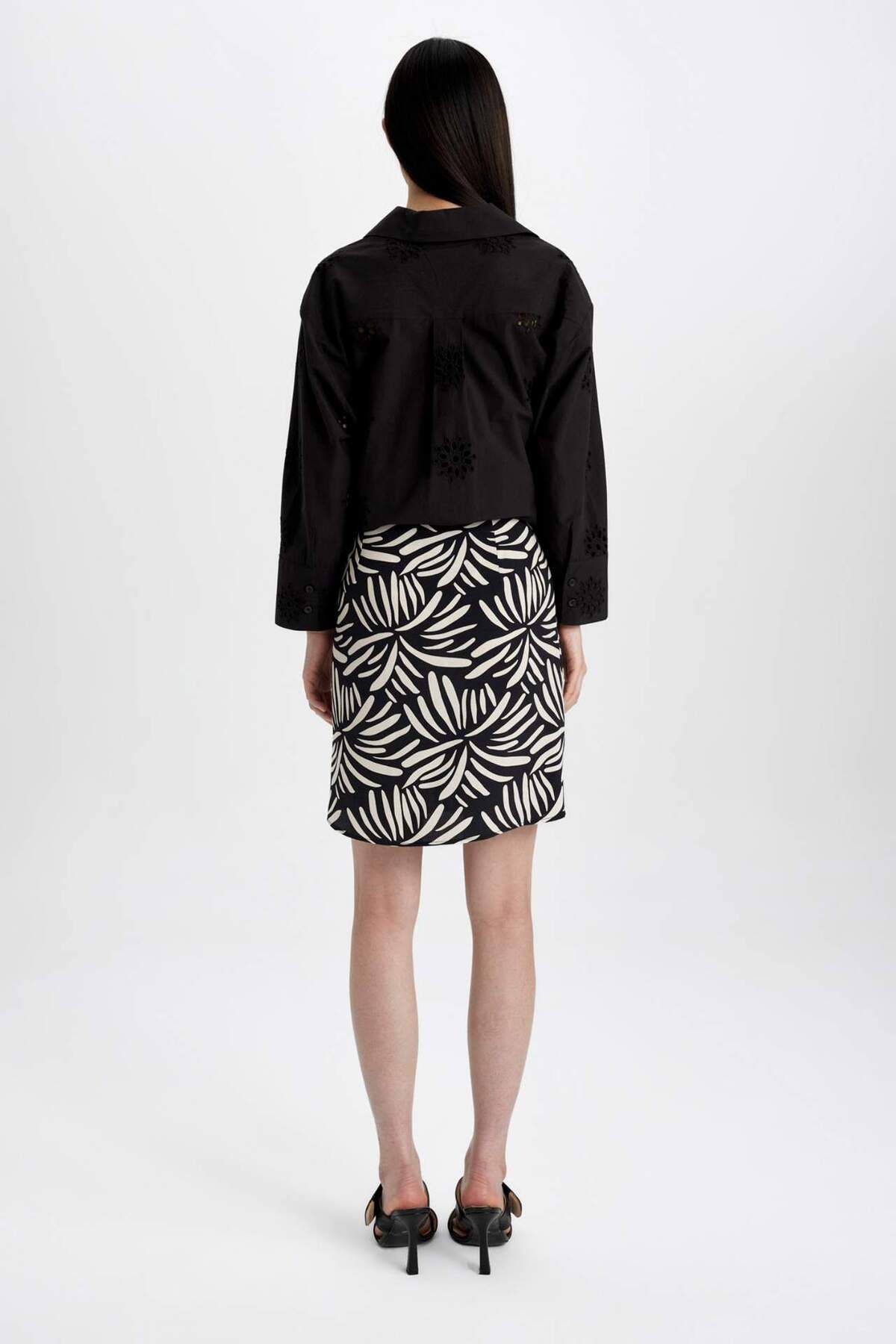 DeFacto-A-line Patterned High Waist Maroken Mini Skirt C4803AX24SM 5