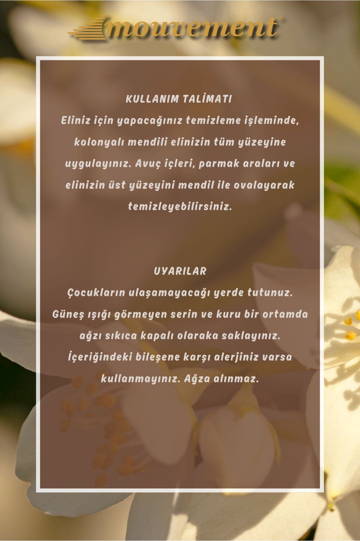 MOUVEMENT Sandal Kokulu 160'lı Kolonyalı Mendil: Odunsu Ferahlık fotoğrafı 4 (önizleme)