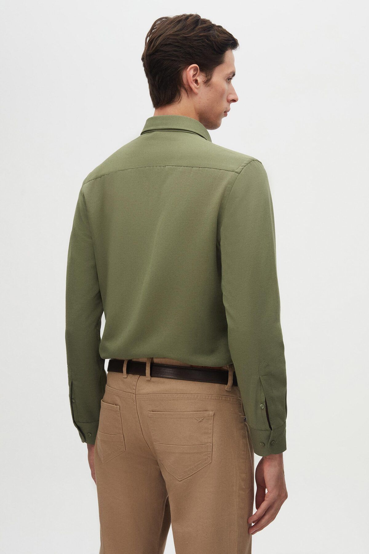 Twn-Slim Fit Khaki színű férfi ing 6