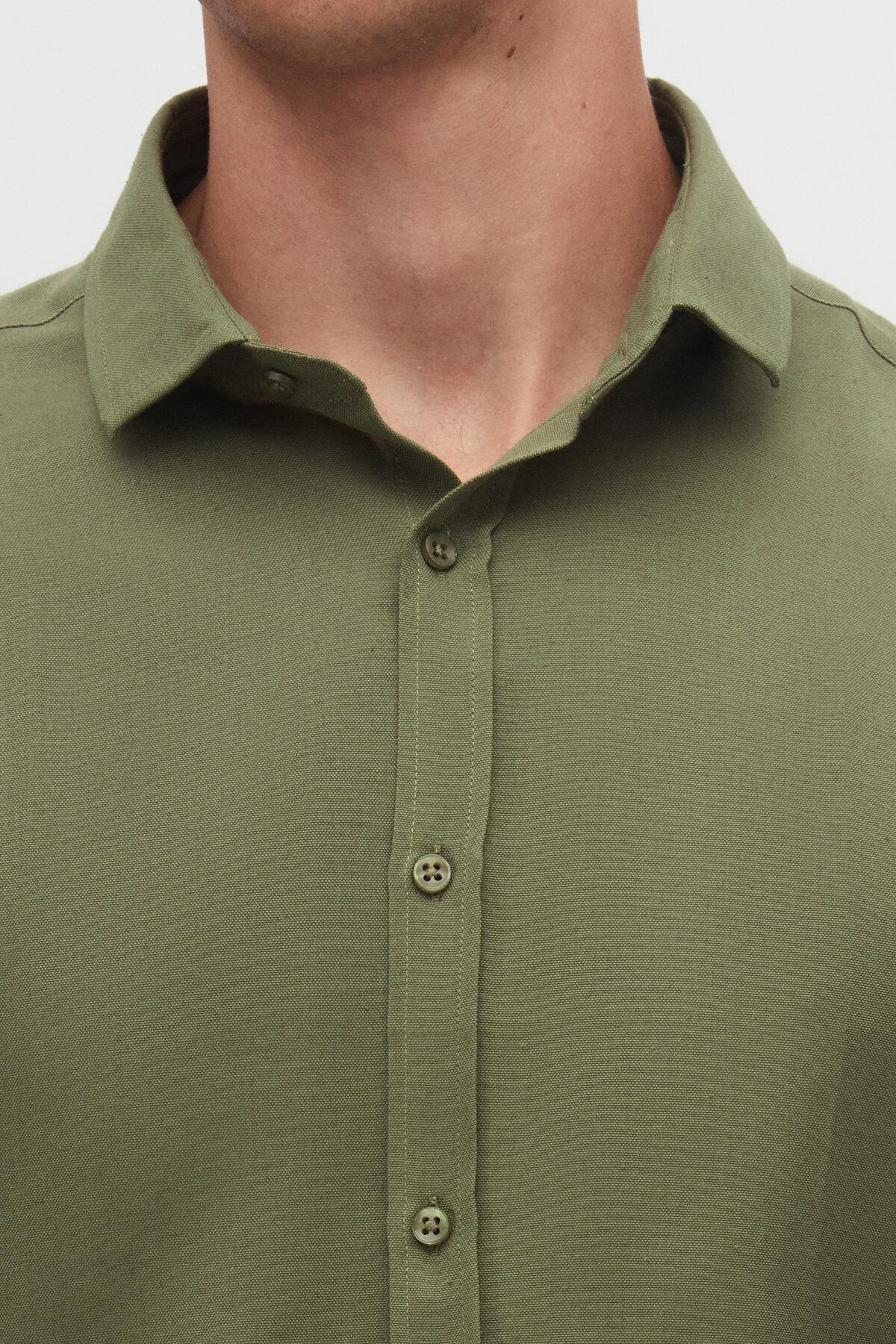 Twn-Slim Fit Khaki színű férfi ing 4