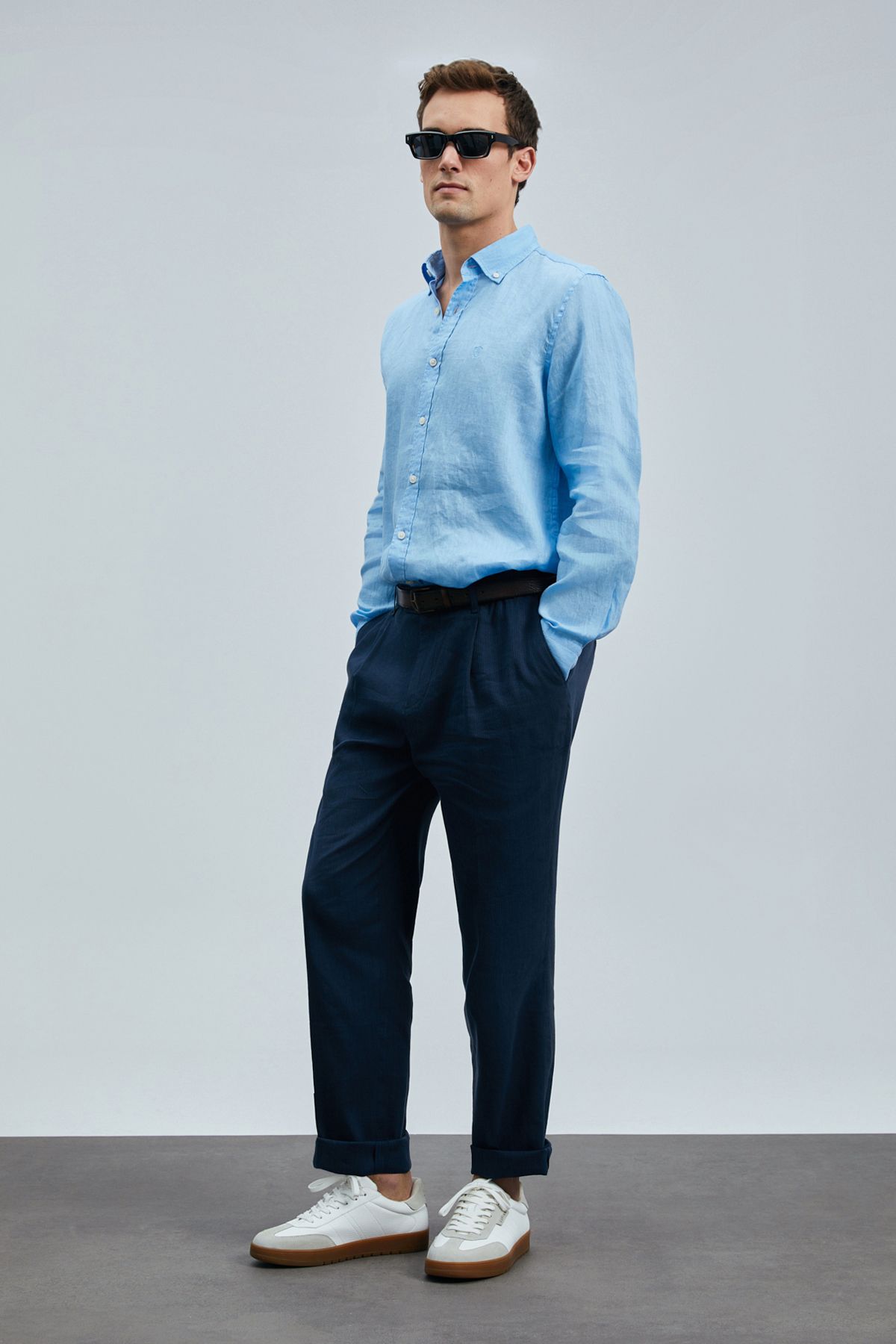Lufian-Tom Smart Ανδρικό παντελόνι Chino Slim Fit Navy Blue 5