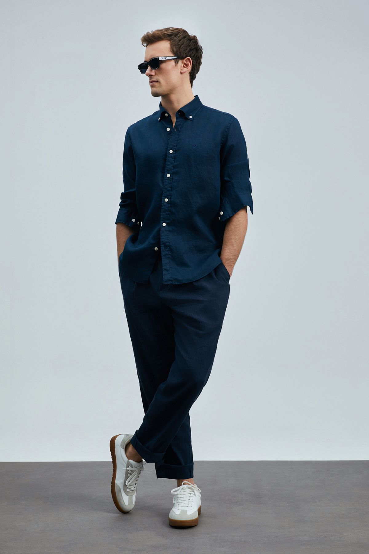 Lufian-Tom Smart Ανδρικό παντελόνι Chino Slim Fit Navy Blue 1